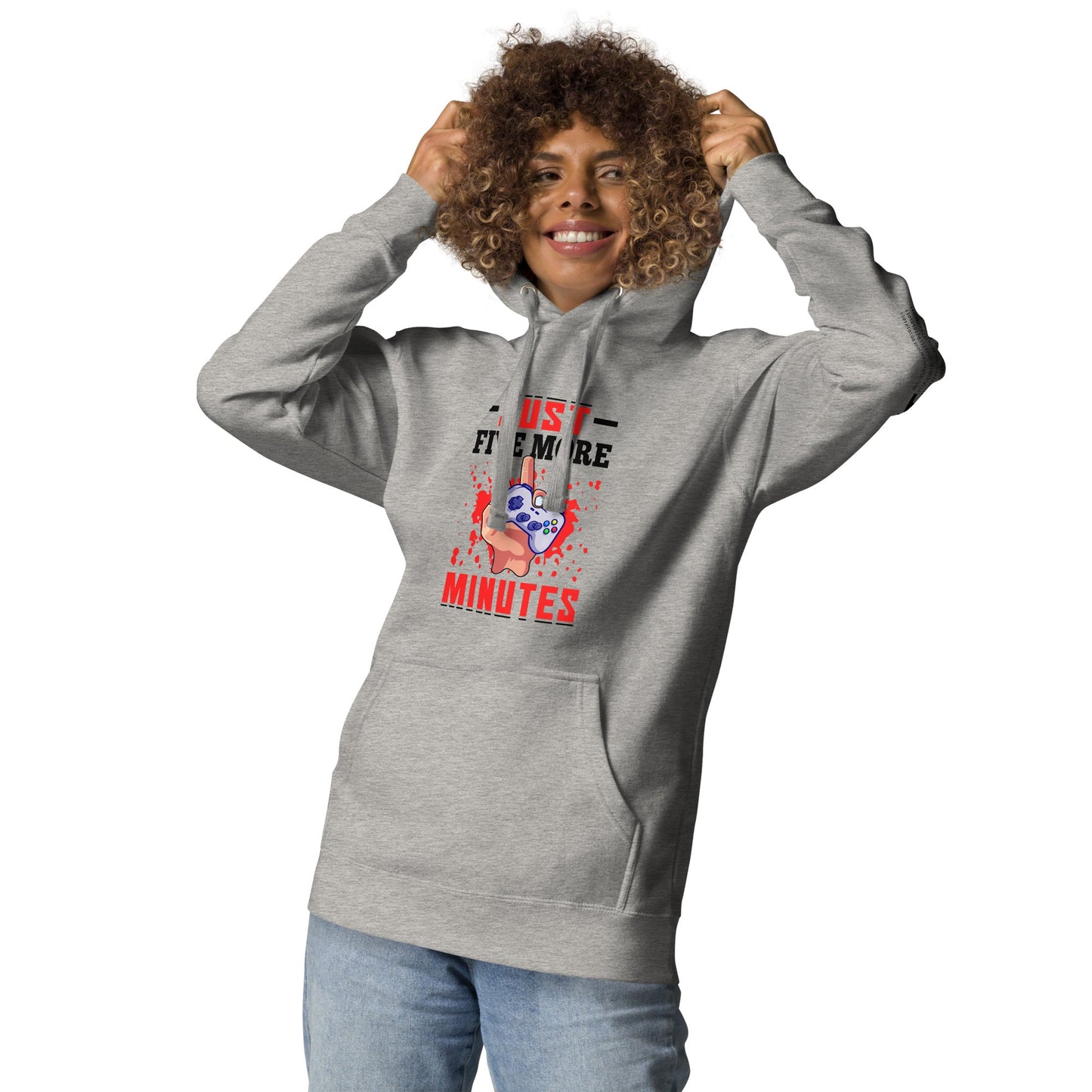 Just 5 more Minutes Rima in Dark Text - Unisex Hoodie by DarkByteGear