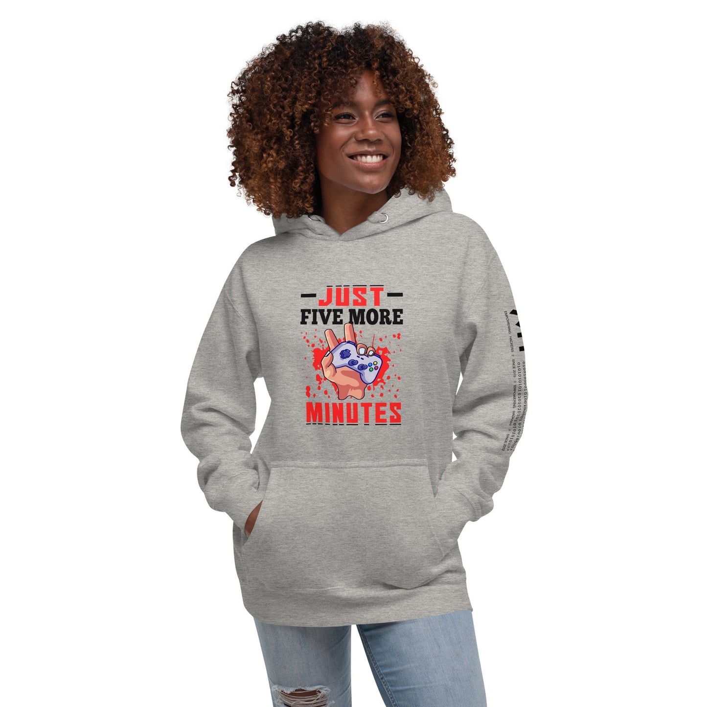 Just 5 more Minutes Rima in Dark Text - Unisex Hoodie by DarkByteGear