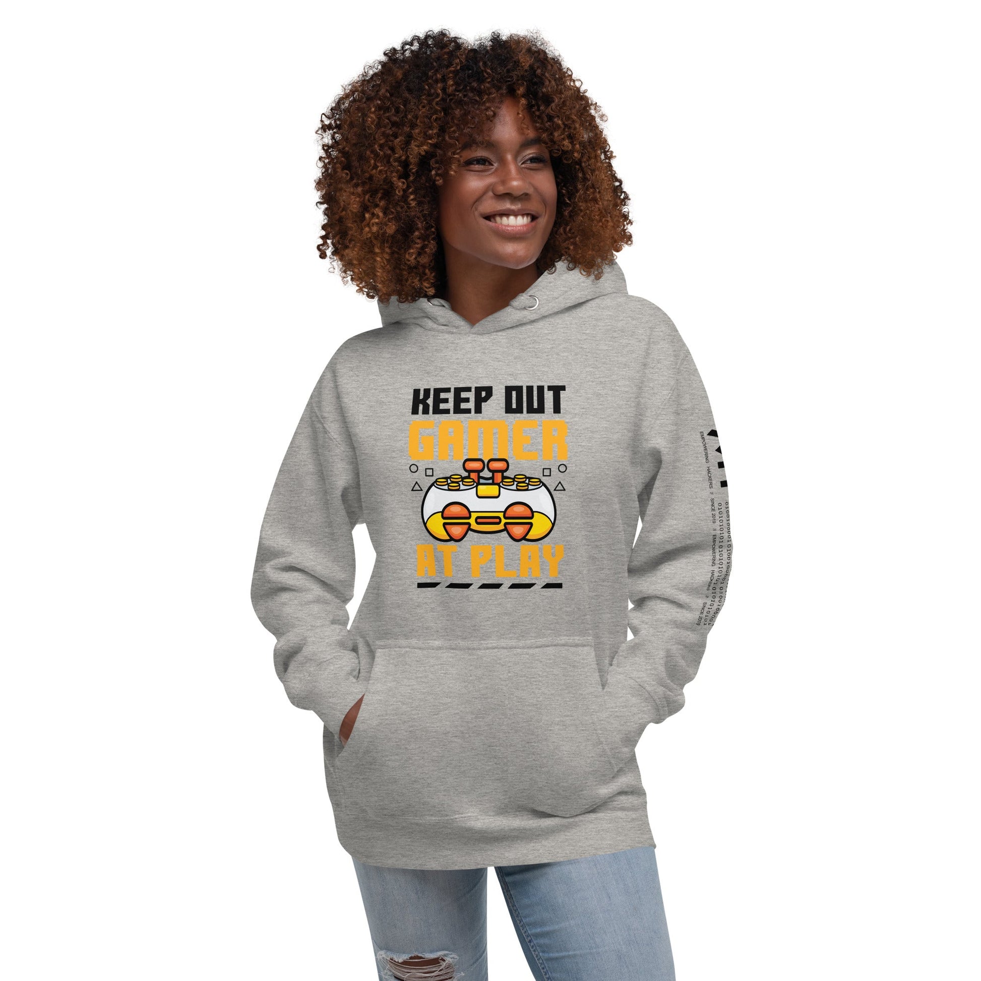 Keep Out Gamer At Play Rima 7 in Dark Text - Unisex Hoodie by DarkByteGear