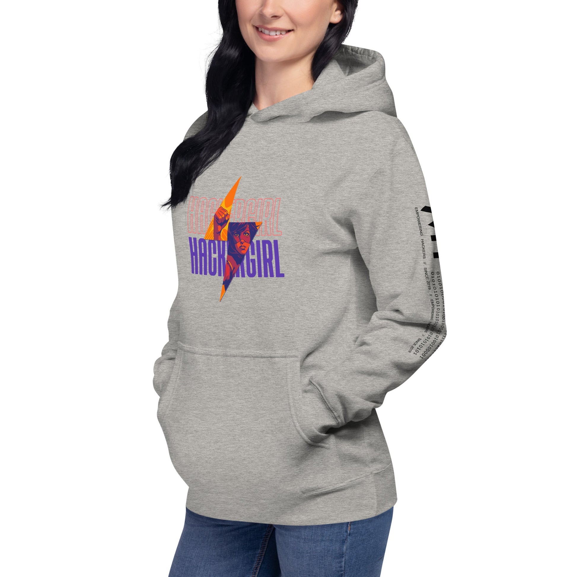 Hacker Girl V1 in Dark Color Text - Unisex Hoodie by DarkByteGear
