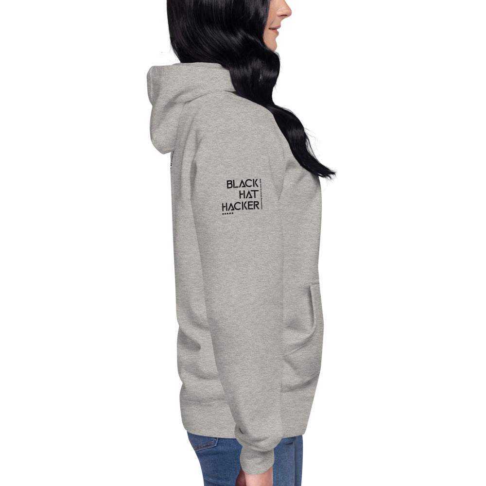Black Hat Hacker - Unisex Hoodie (back print) by DarkByteGear