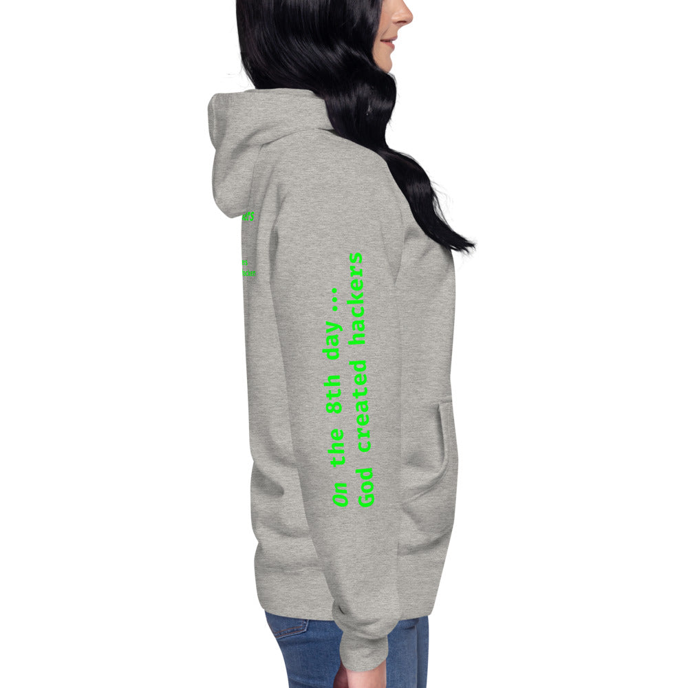 On the 8th day God created hackers - Unisex Hoodie (back print) by DarkByteGear