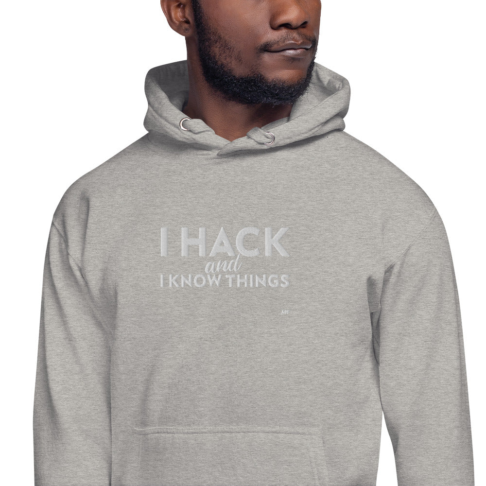 I hack and I know things - Unisex Hoodie (embroidered) by DarkByteGear
