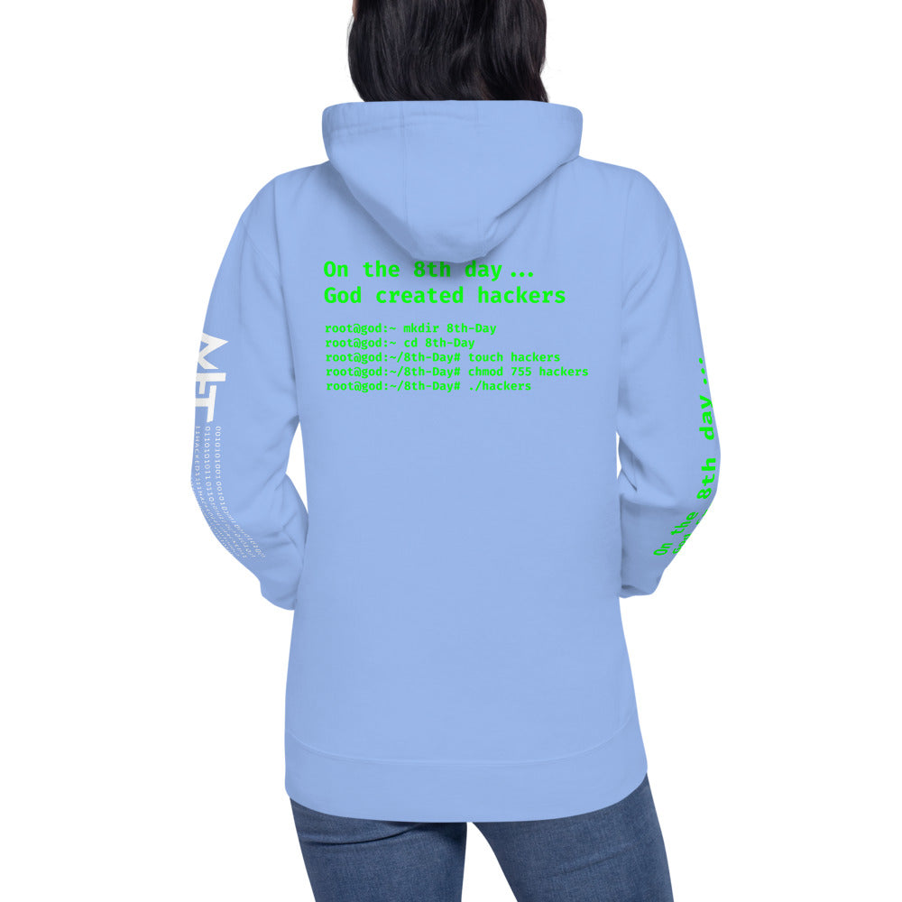 On the 8th day God created hackers - Unisex Hoodie (back print) by DarkByteGear