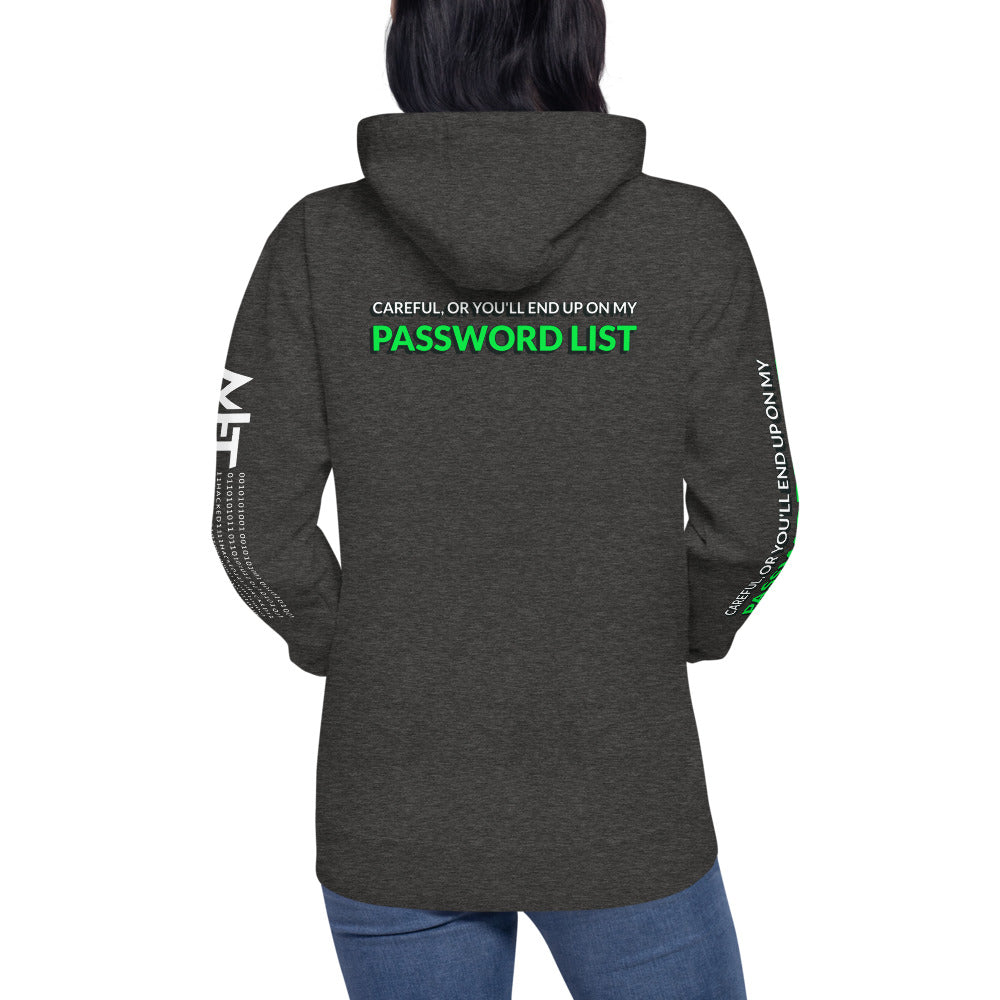 Password List - Unisex Hoodie (back print ) by DarkByteGear