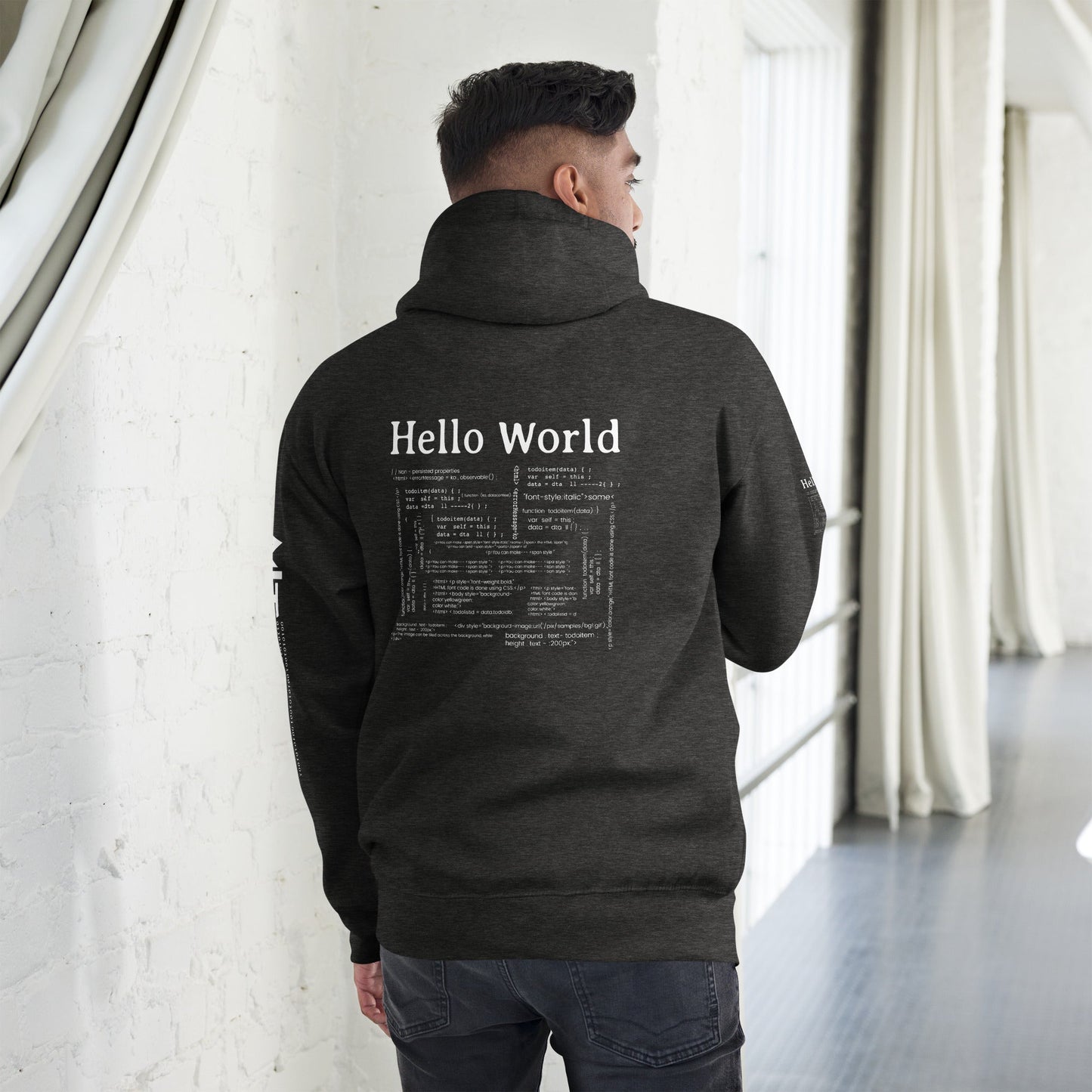 Hello world - Unisex Hoodie (back print) by DarkByteGear