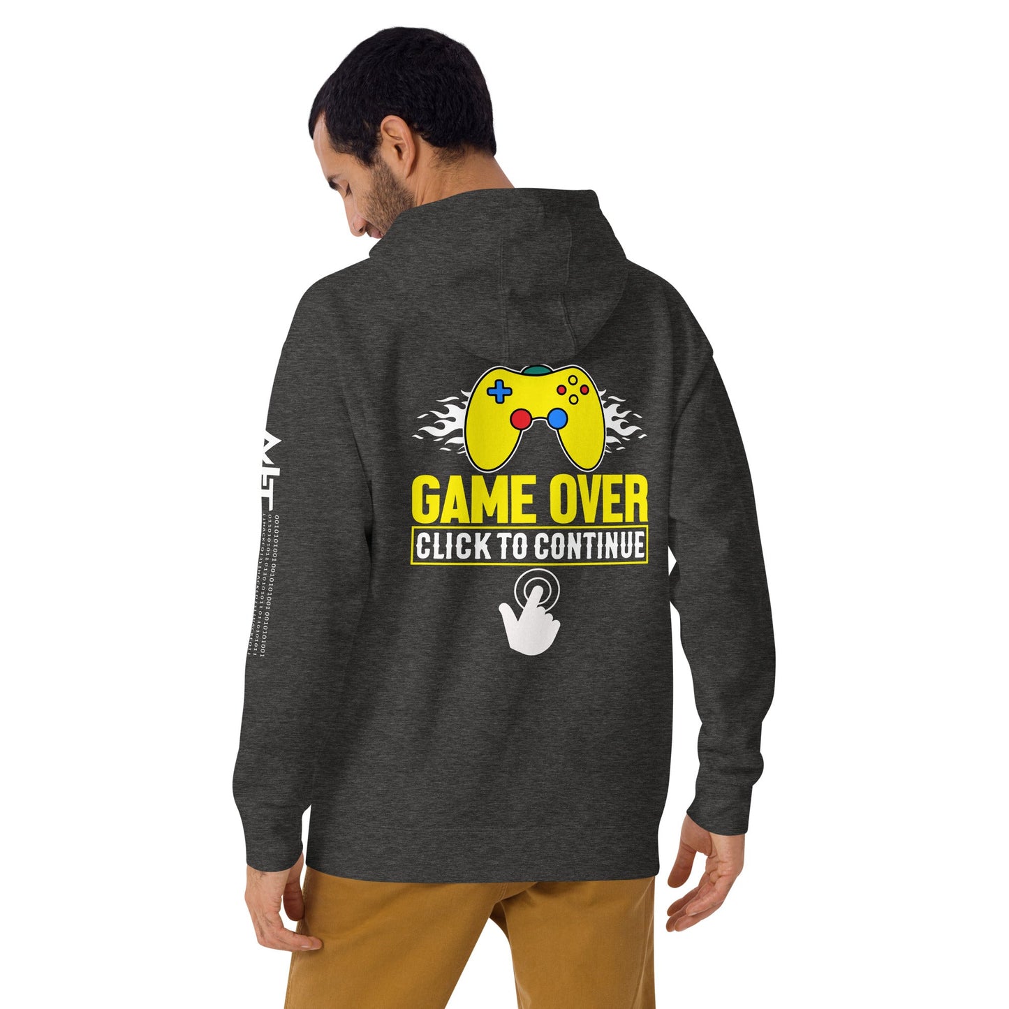 Game Over Click to continue - Unisex Hoodie ( Back Print ) by DarkByteGear