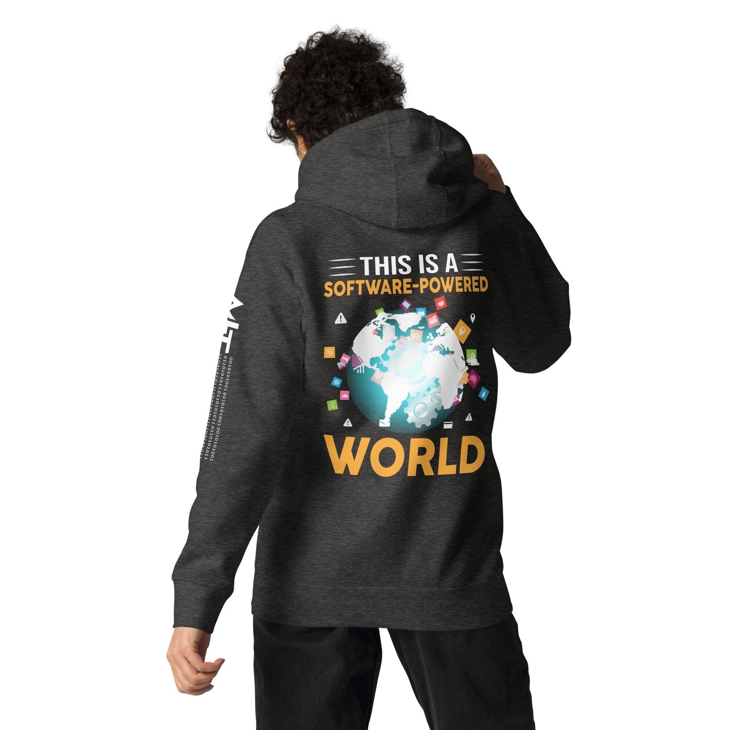 This is a Software Powered World Unisex Hoodie ( Back Print ) by DarkByteGear