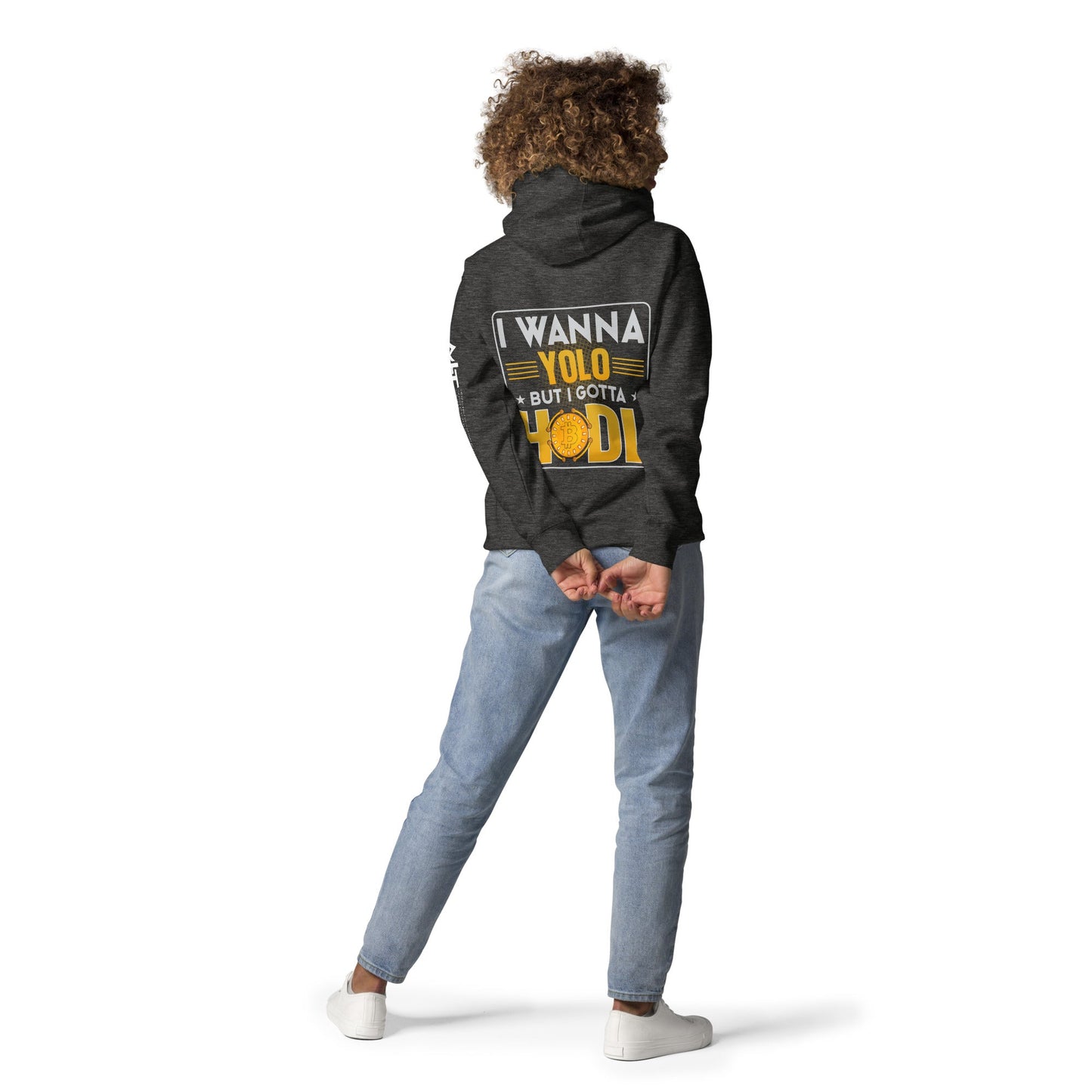 I wanna YOLO but I gotta HODL Unisex Hoodie ( Back Print ) by DarkByteGear
