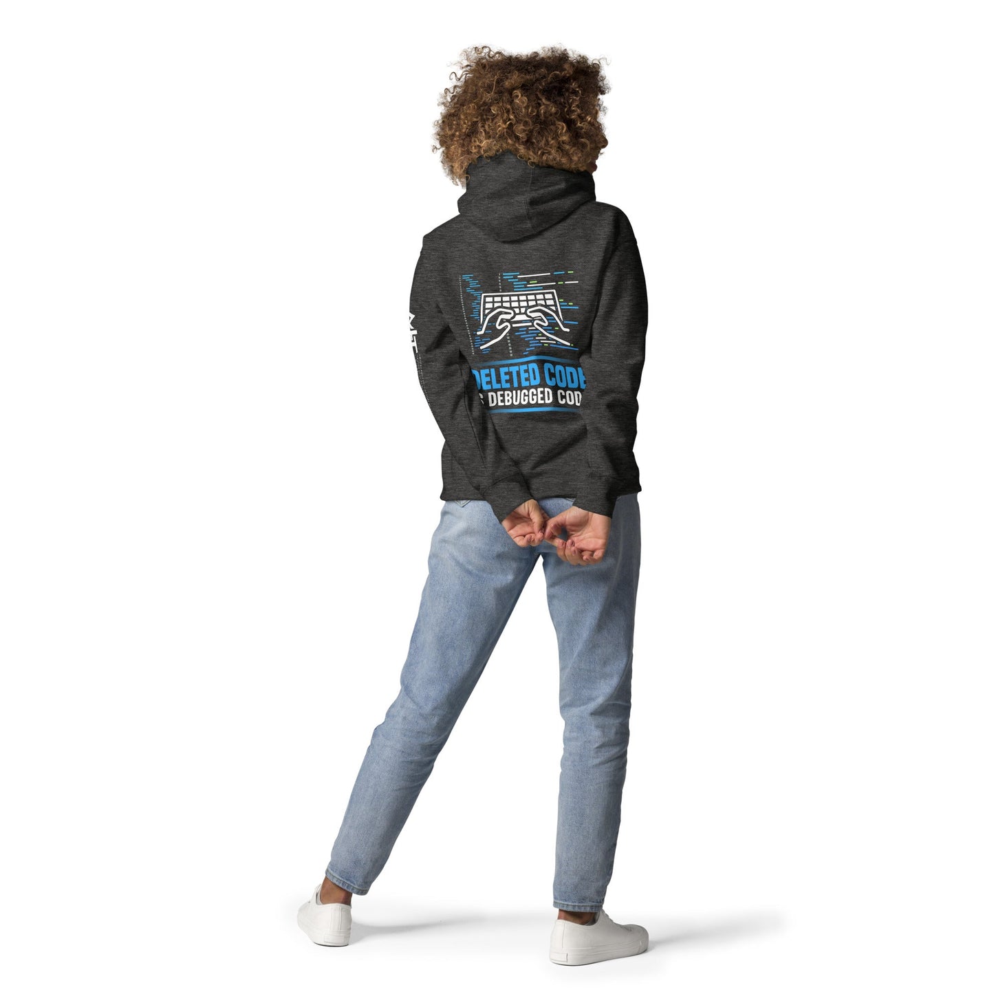 Deleted Code is Debugged Code Unisex Hoodie ( Back Print ) by DarkByteGear