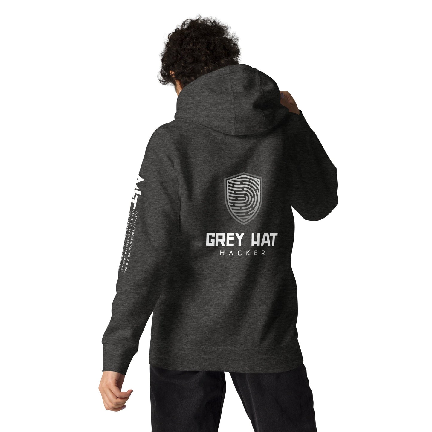 Grey Hat Hacker V3 - Unisex Hoodie ( Back Print ) by DarkByteGear