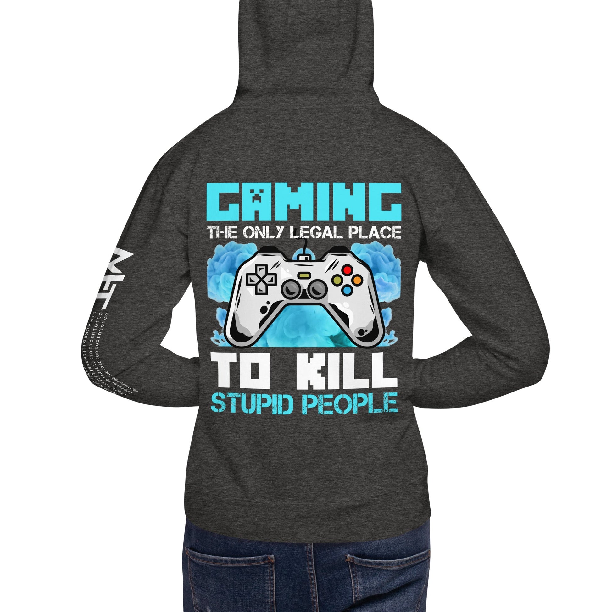 Gaming is the only Legal Place - Blue V Unisex Hoodie ( Back Print ) by DarkByteGear