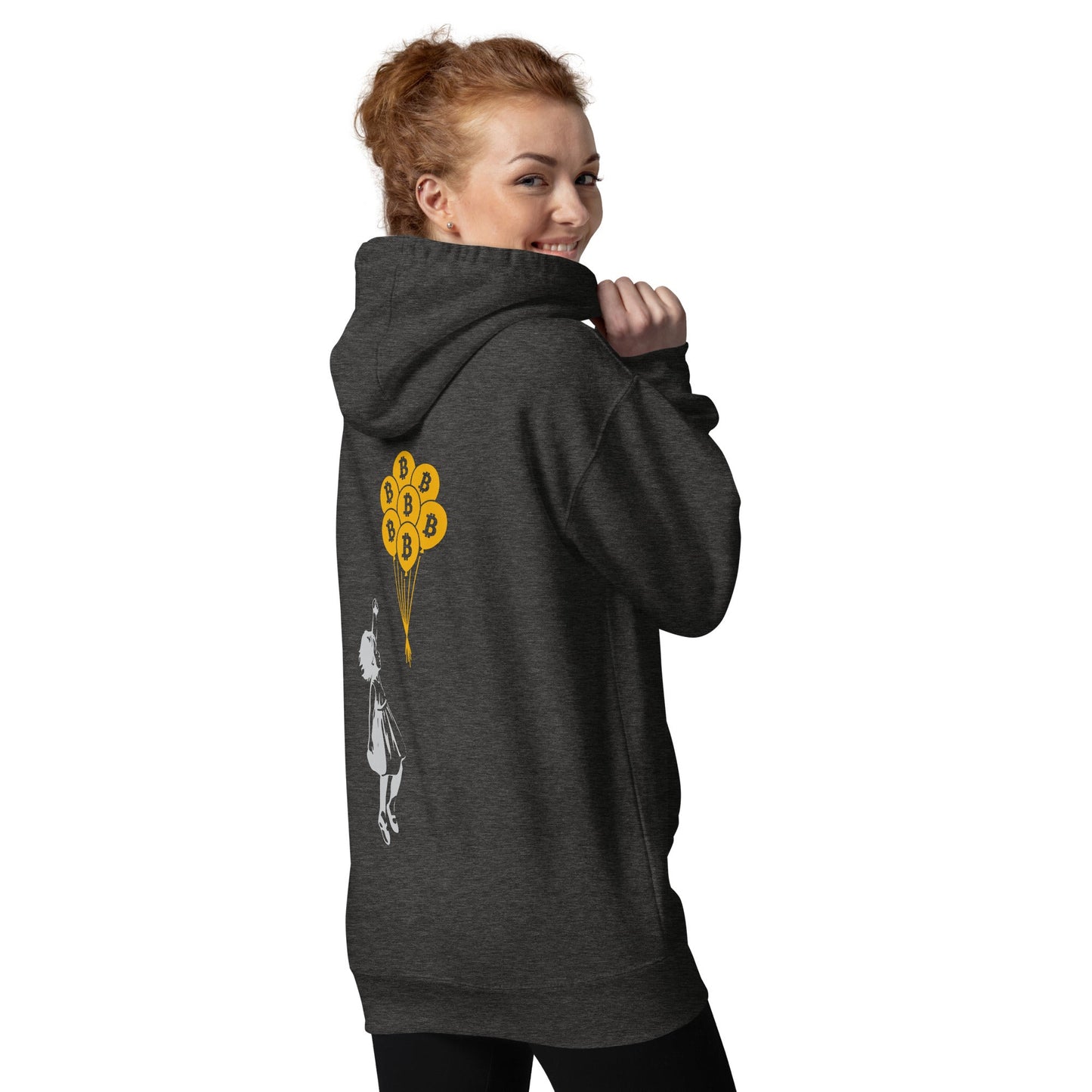 Bitcoin Little Girl Unisex Hoodie ( Back Print ) by DarkByteGear