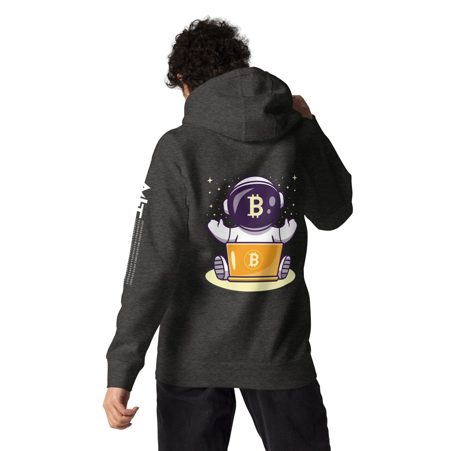 Bitcoin Astronaut - Unisex Hoodie ( Back Print ) by DarkByteGear