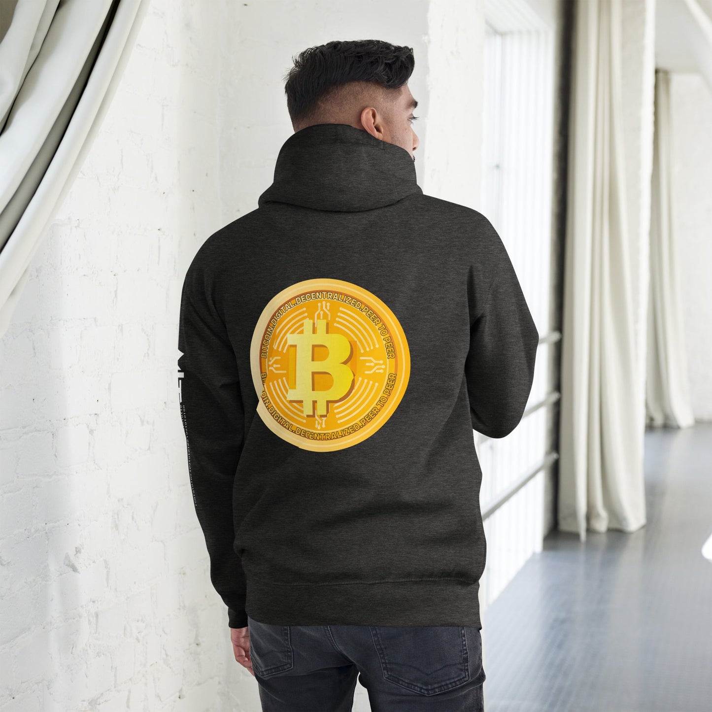 Bitcoin Medal - Unisex Hoodie ( Back Print ) by DarkByteGear
