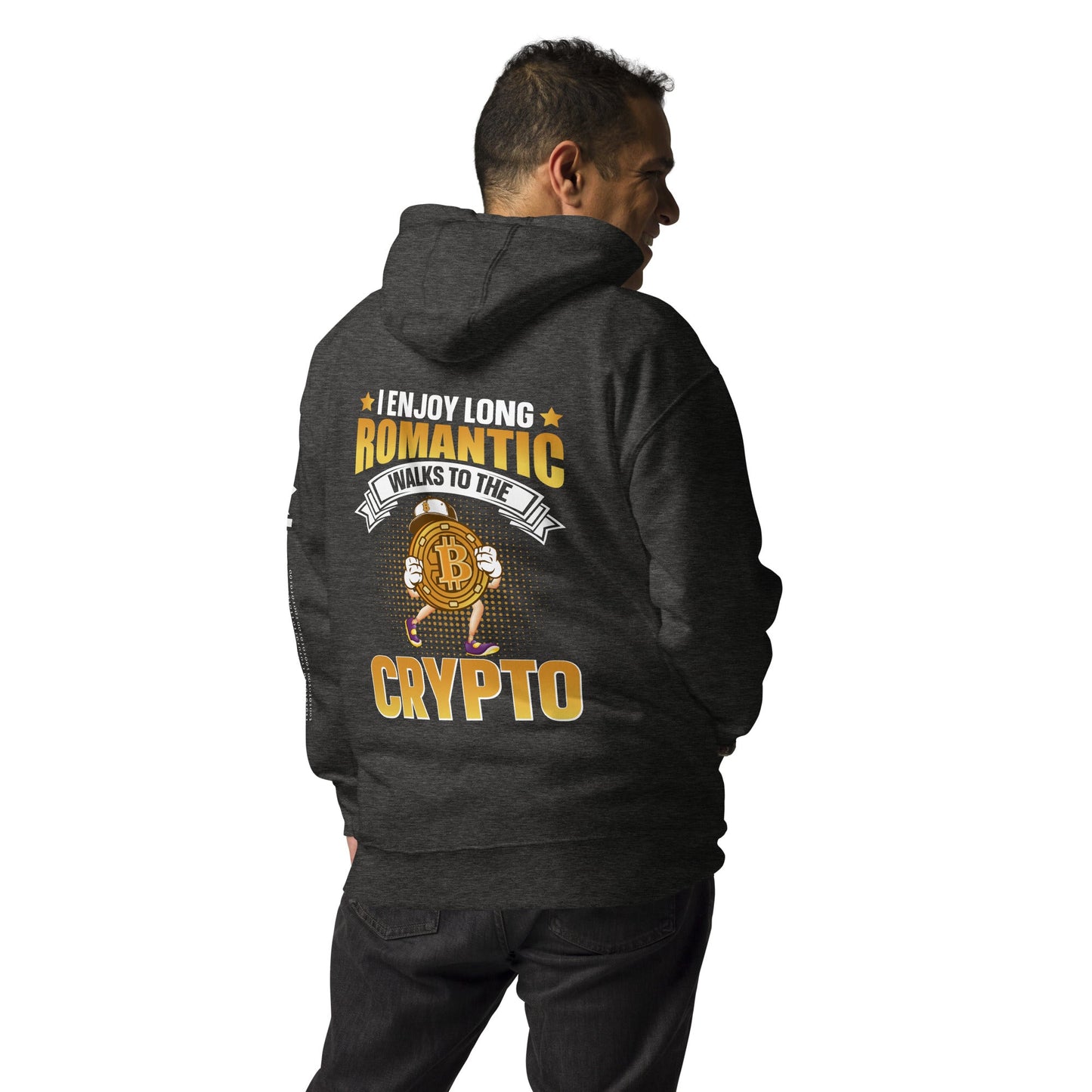 I enjoy long Romantic Walk with Crypto - Unisex Hoodie ( Back Print ) by DarkByteGear