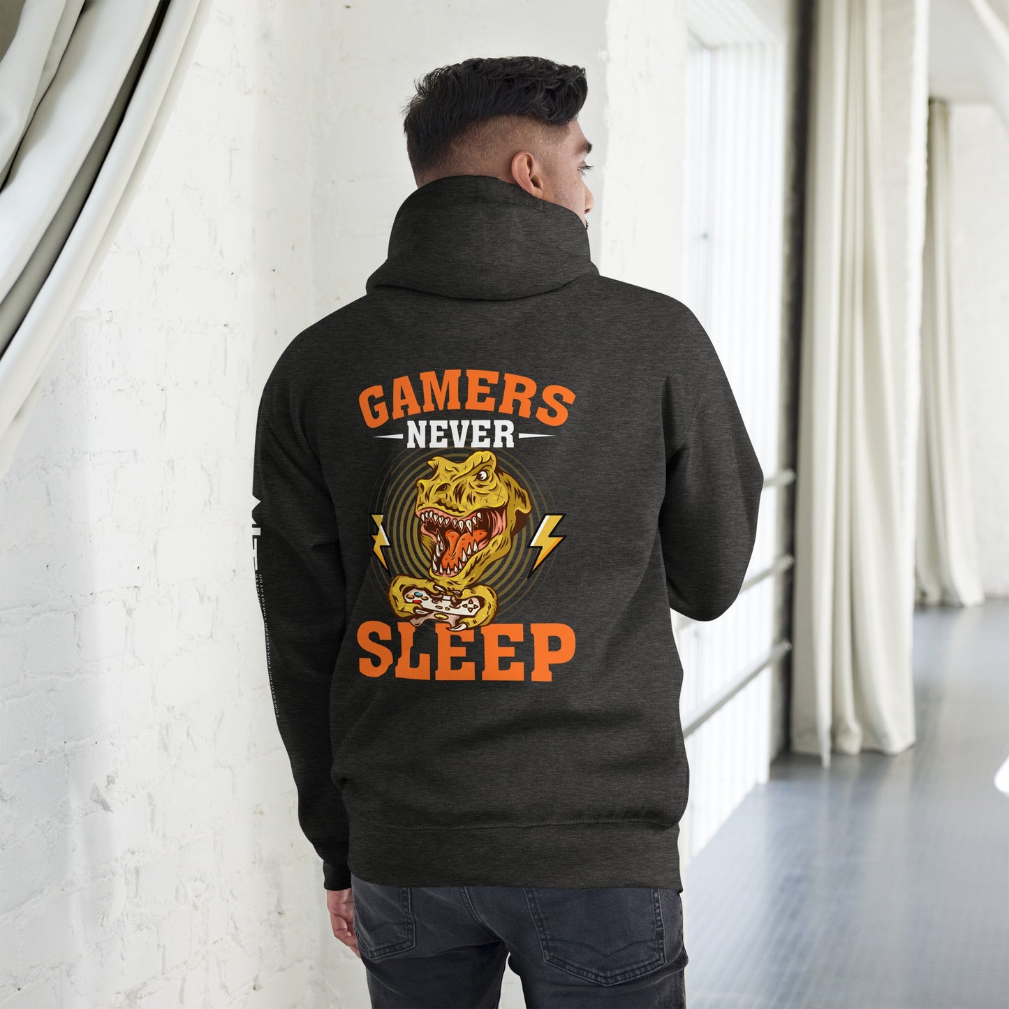 Gamers never sleep V2 - Unisex Hoodie ( Back Print ) by DarkByteGear