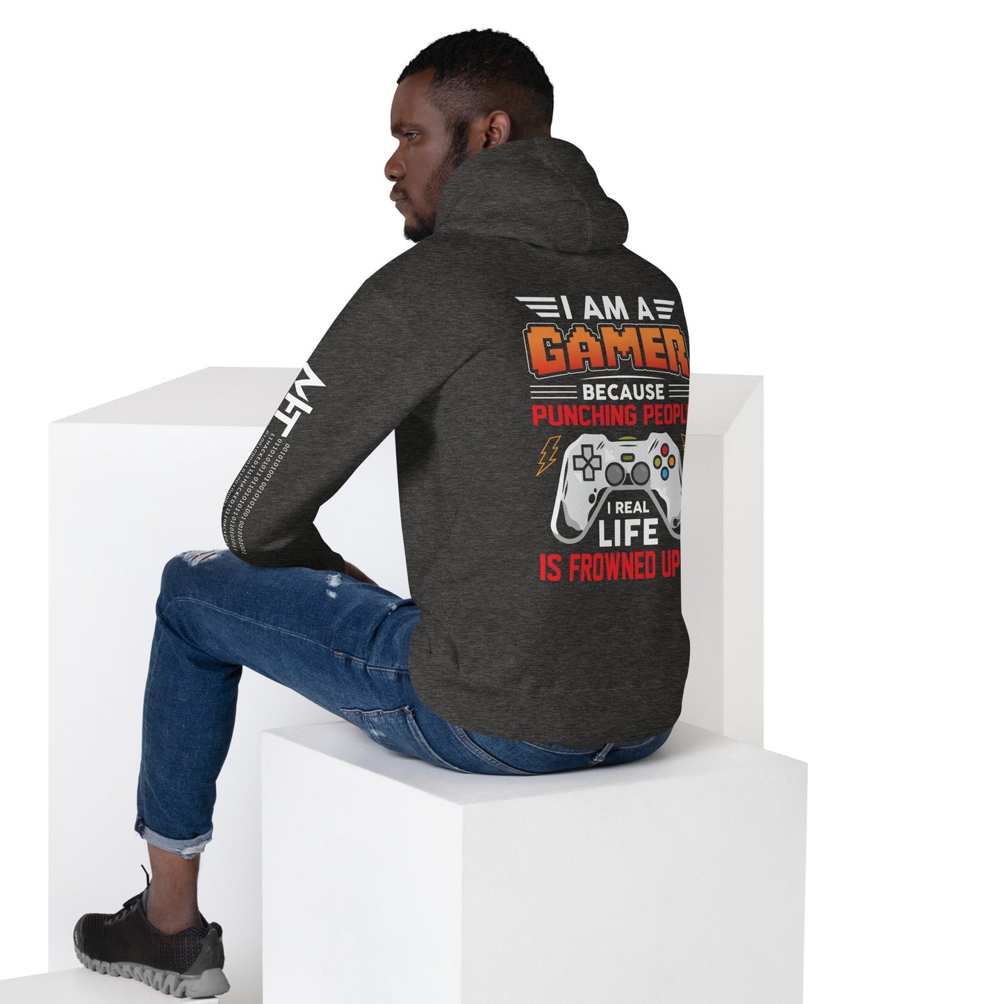 I am a Gamer because Punching people in real life is frowned upon - Unisex Hoodie ( Back Print ) by DarkByteGear