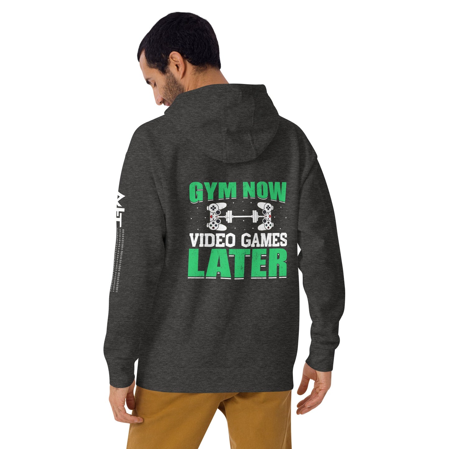 Gym now, Video Games Later - Unisex Hoodie ( Back Print ) by DarkByteGear