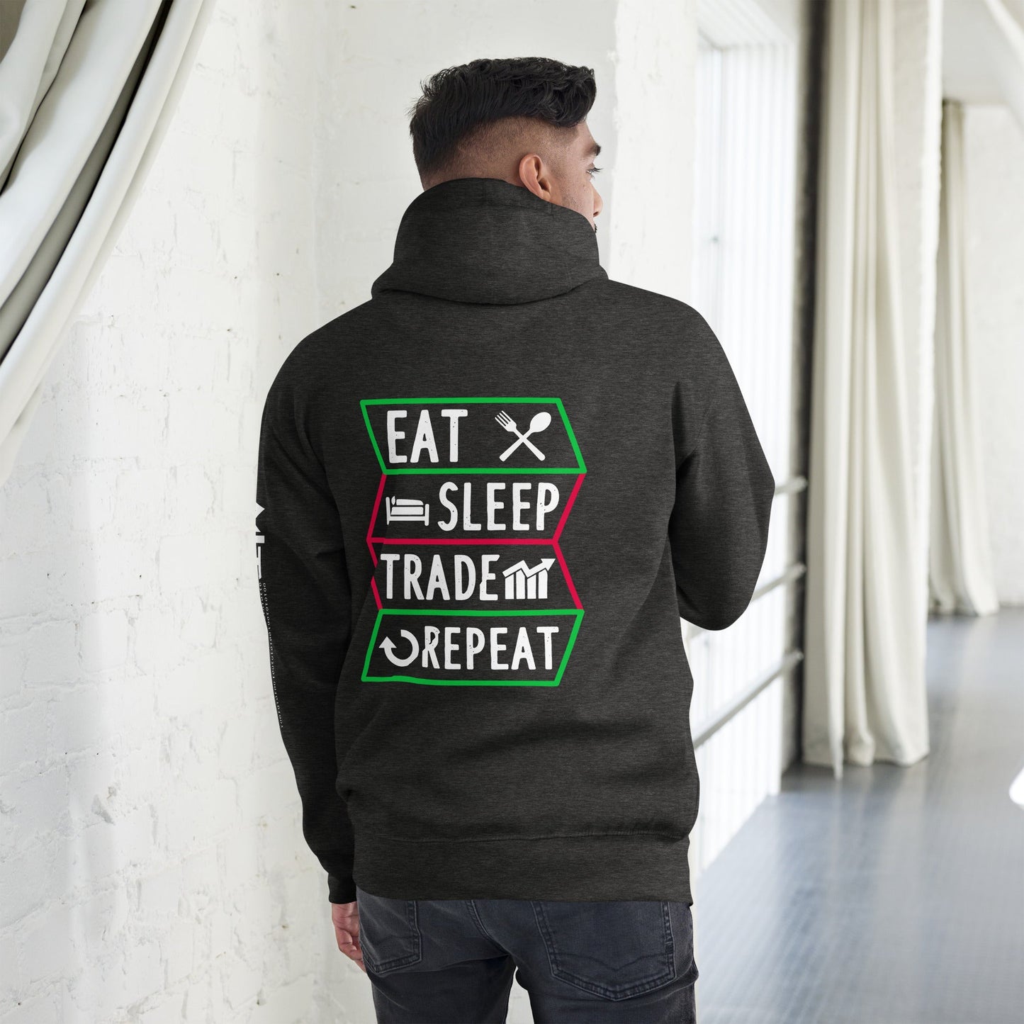 Eat, Sleep, Trade, Repeat - Unisex Hoodie ( Back Print ) by DarkByteGear