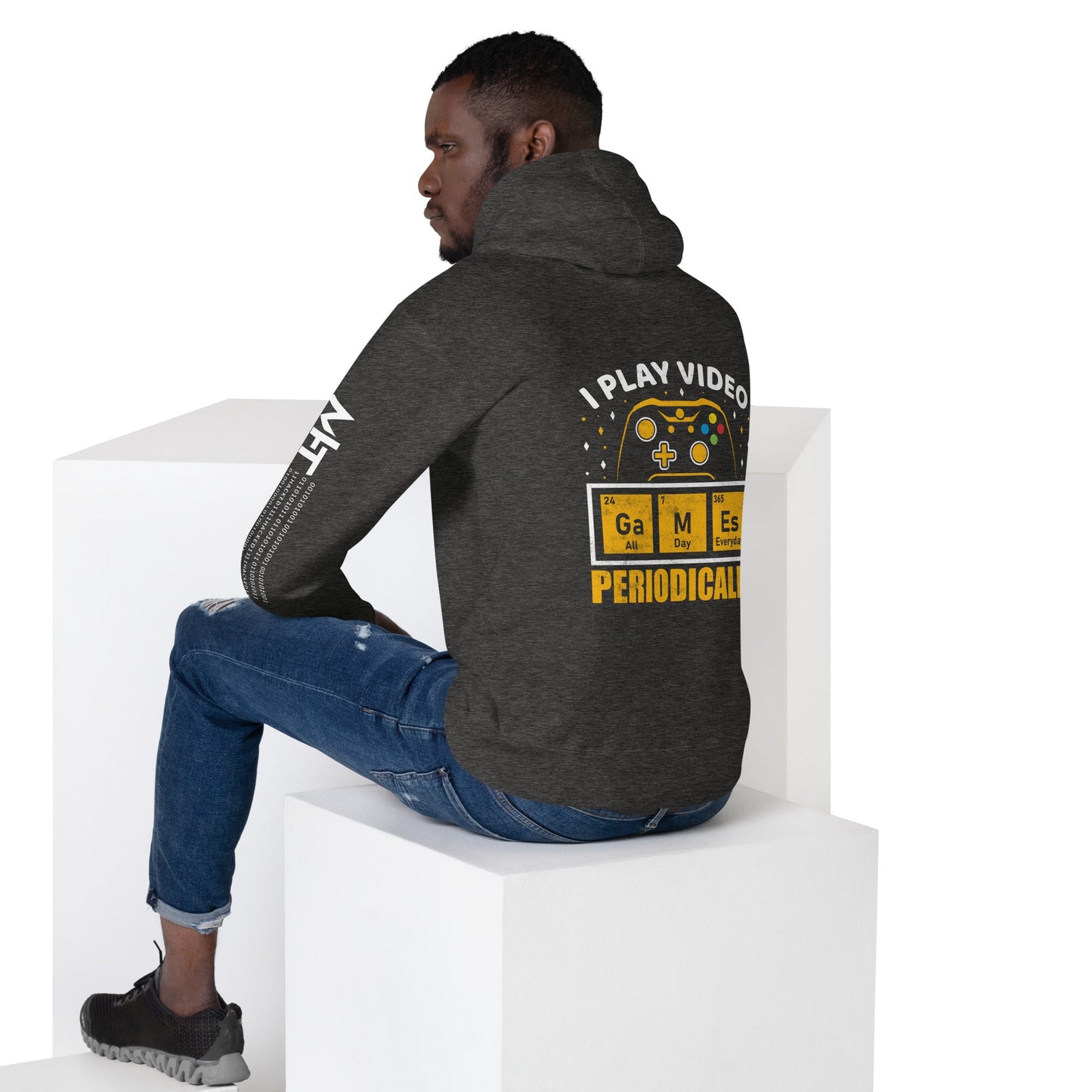 I Play Videogames Periodically - Unisex Hoodie ( Back Print ) by DarkByteGear