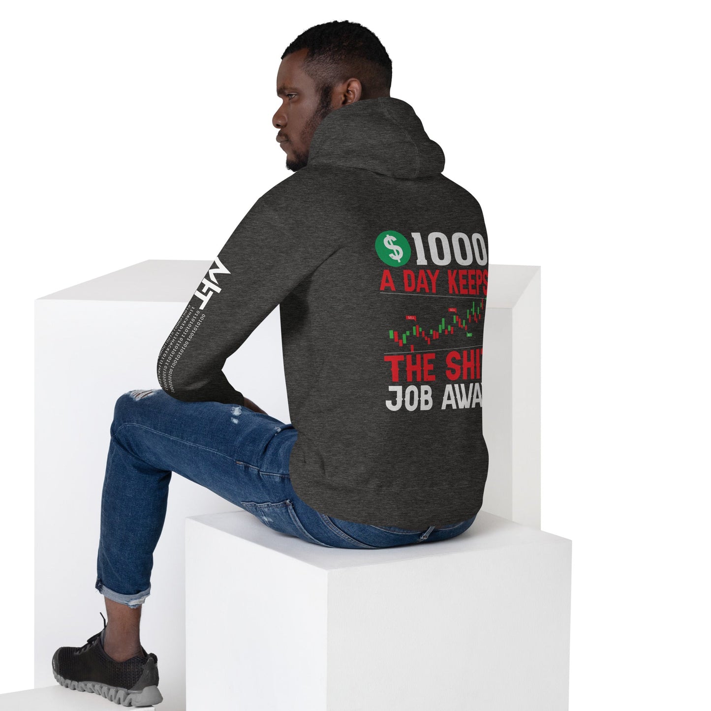 1000 A Day Keeps the Shit Job Away - Unisex Hoodie ( Back Print ) by DarkByteGear