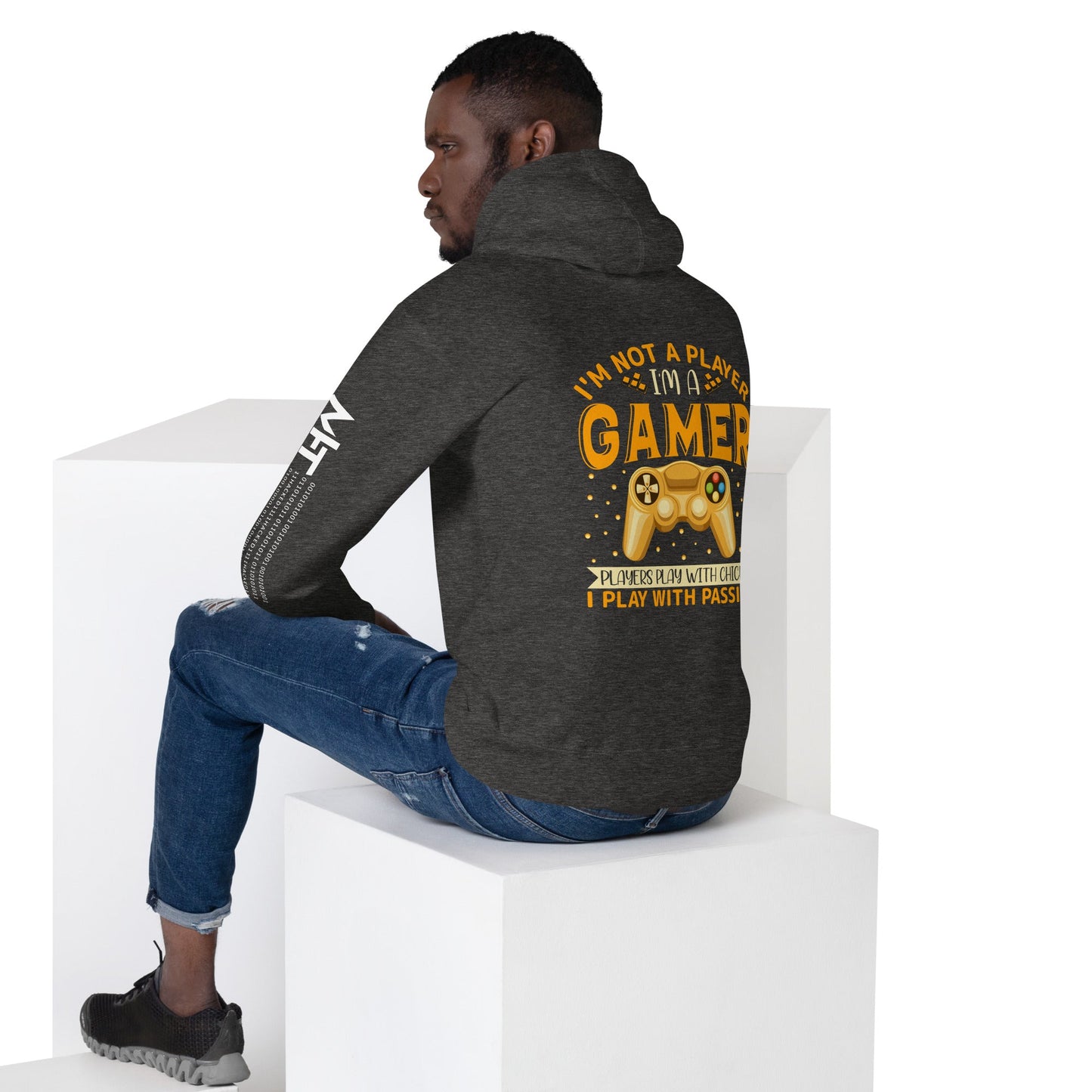 I am not a Player, I am a Gamer; Player plays with Chicks, I play with Passion - Unisex Hoodie ( Back Print ) by DarkByteGear