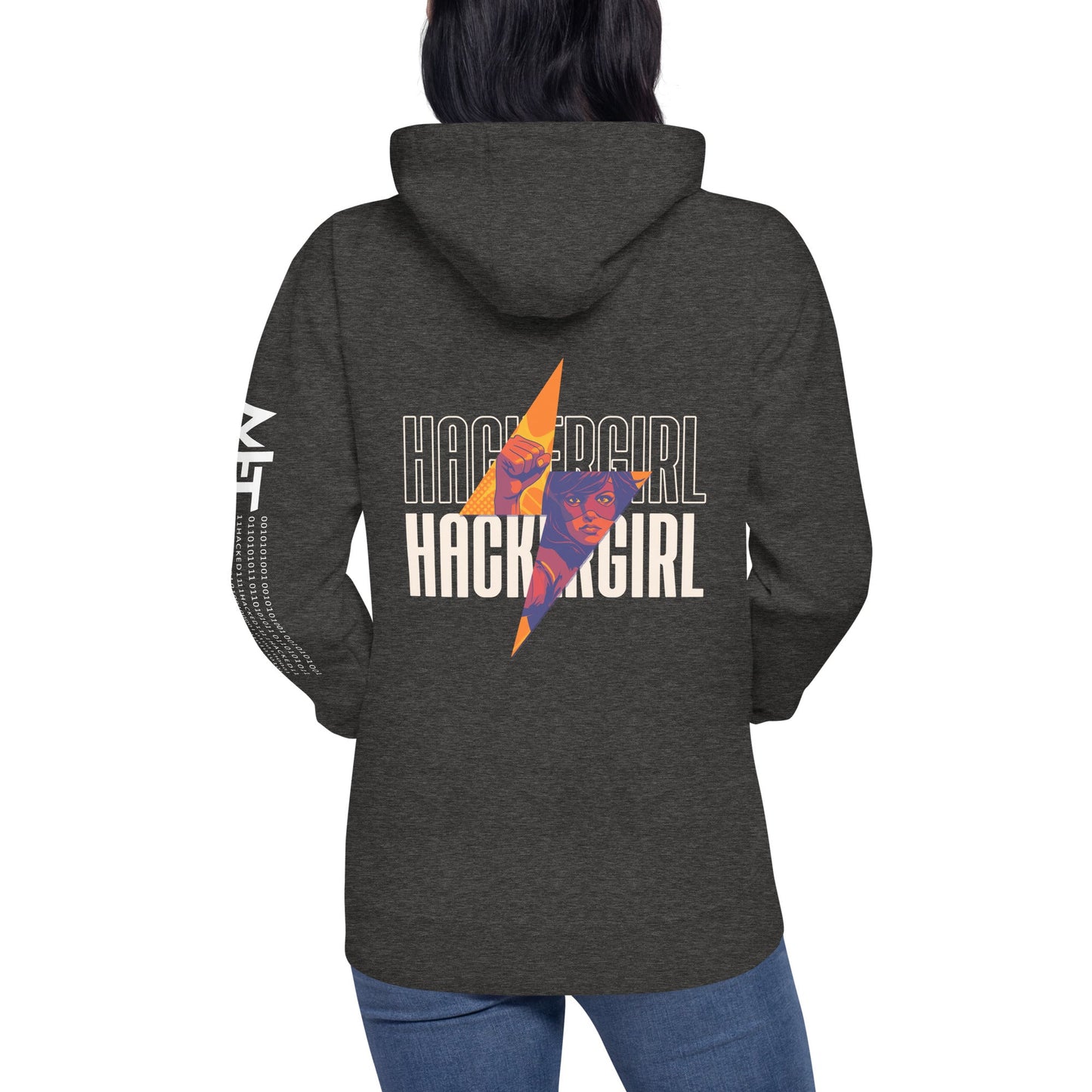 Hacker Girl V1 - Unisex Hoodie ( Back Print ) by DarkByteGear