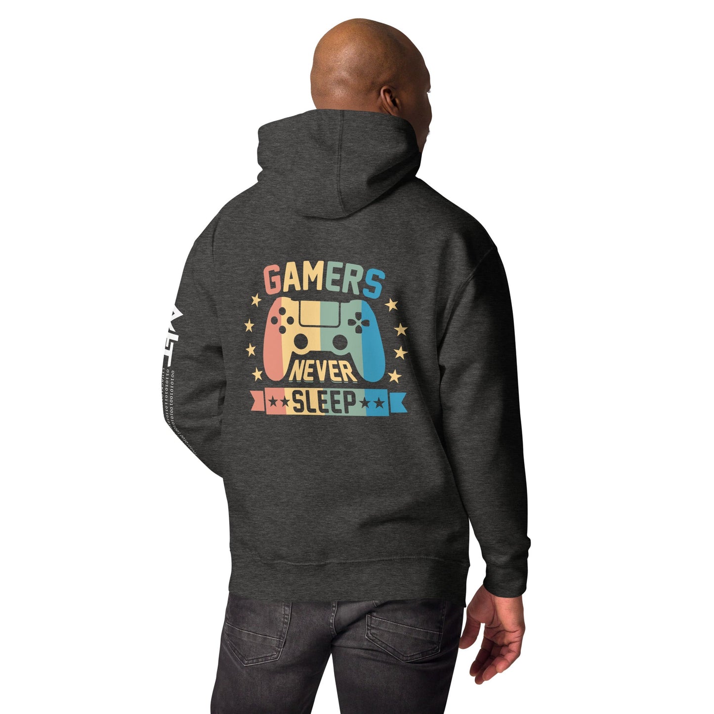 Gamers never sleep - Unisex Hoodie ( Back Print ) by DarkByteGear