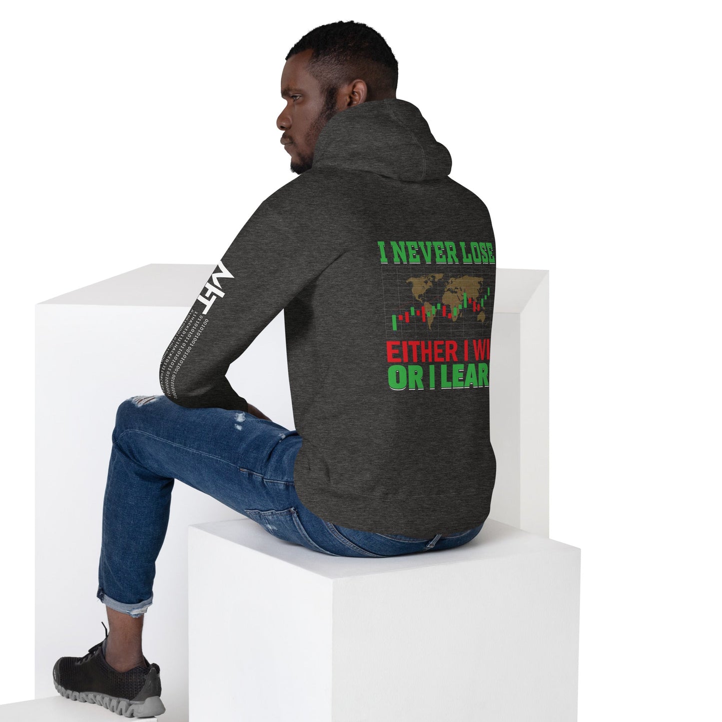 I never Lose: Either I win or I learn V2 - Unisex Hoodie ( Back Print ) by DarkByteGear