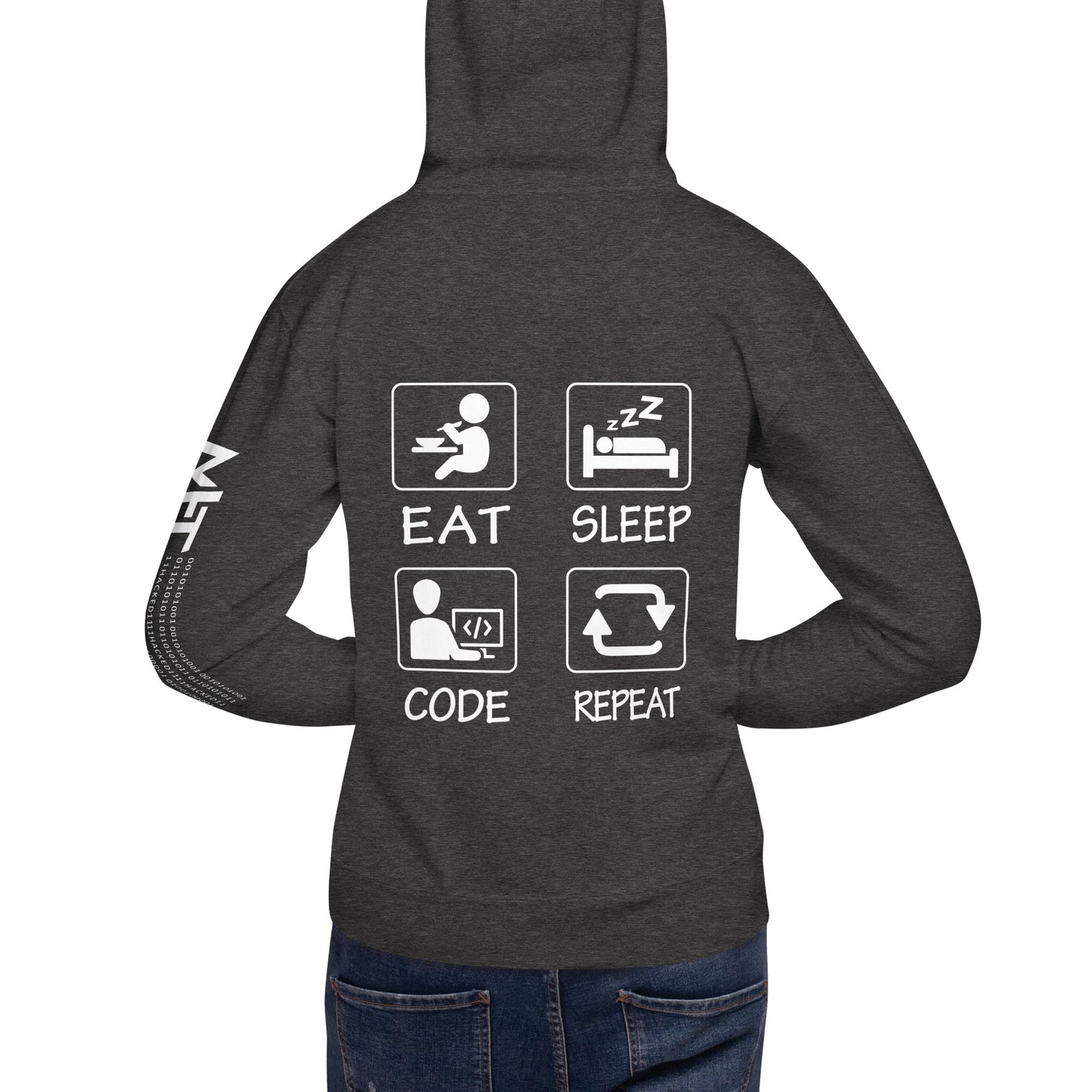 Eat, Sleep, Code, Repeat - Unisex Hoodie ( Back Print ) by DarkByteGear