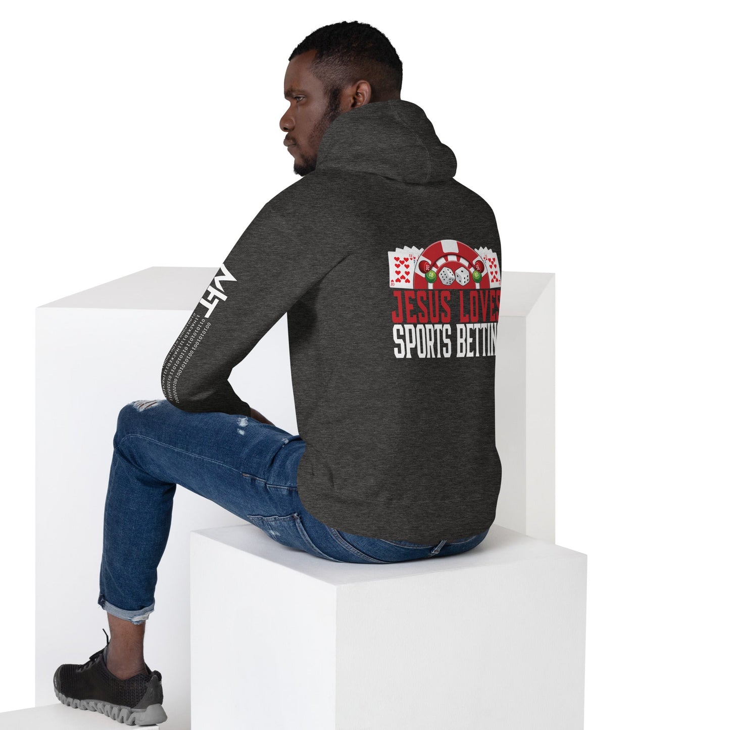 Jesus Loves Sports Betting - Unisex Hoodie ( Back Print ) by DarkByteGear