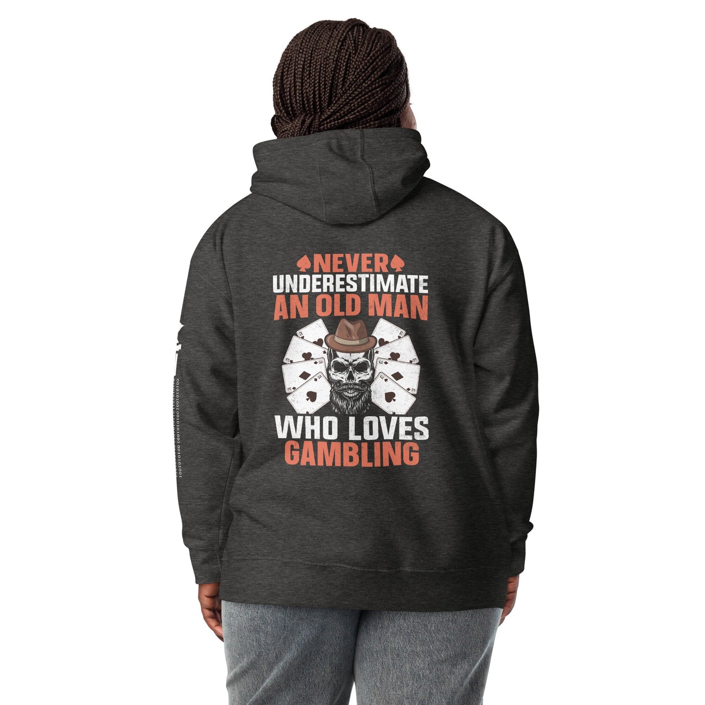 Never Underestimate an old man who Loves gambling - Unisex Hoodie ( Back Print ) by DarkByteGear