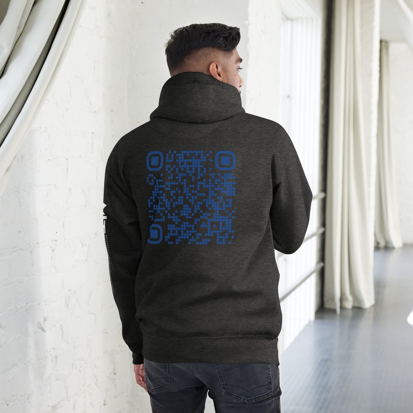 Who's the New Kid, Hacker, Developer, Gamer, Crypto King (Blue Cyber) - Unisex Hoodie Personalized QR Code by DarkByteGear
