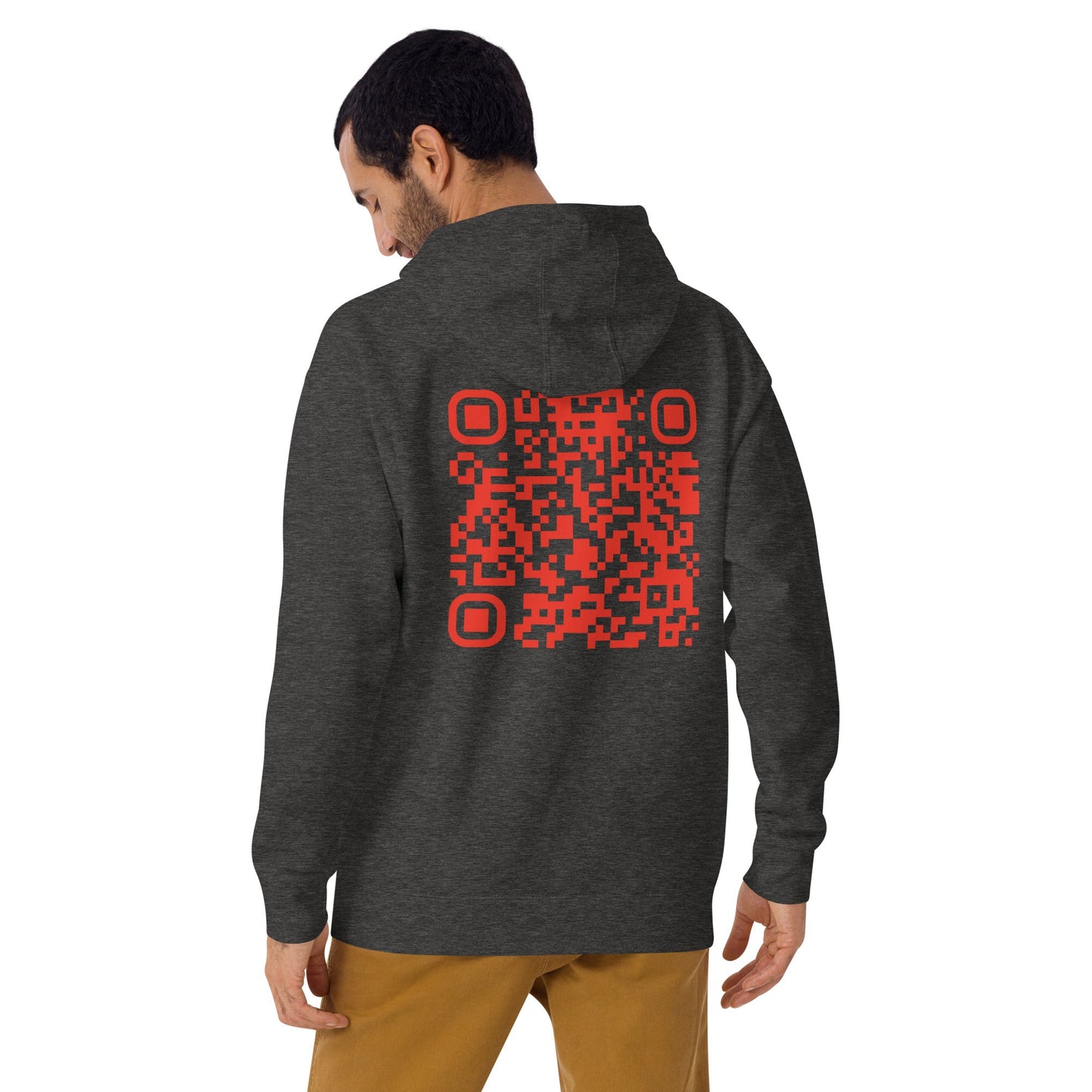 Who's the New Kid, Hacker, Developer, Gamer, Crypto King (RED, No Logo) - Unisex Hoodie Personalized QR Code by DarkByteGear