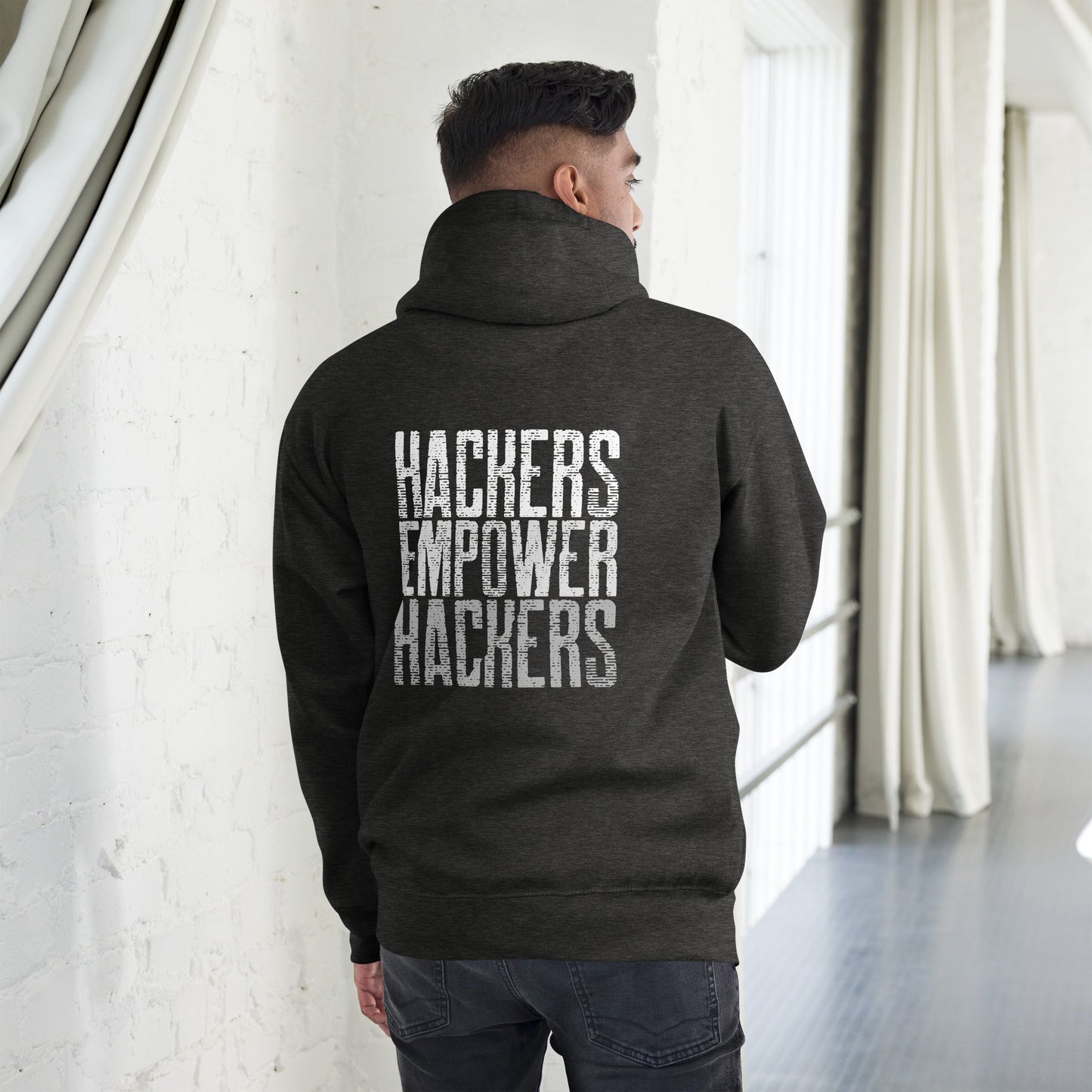Hackers Empower Hackers V1 - Unisex Hoodie ( Back Print ) by DarkByteGear
