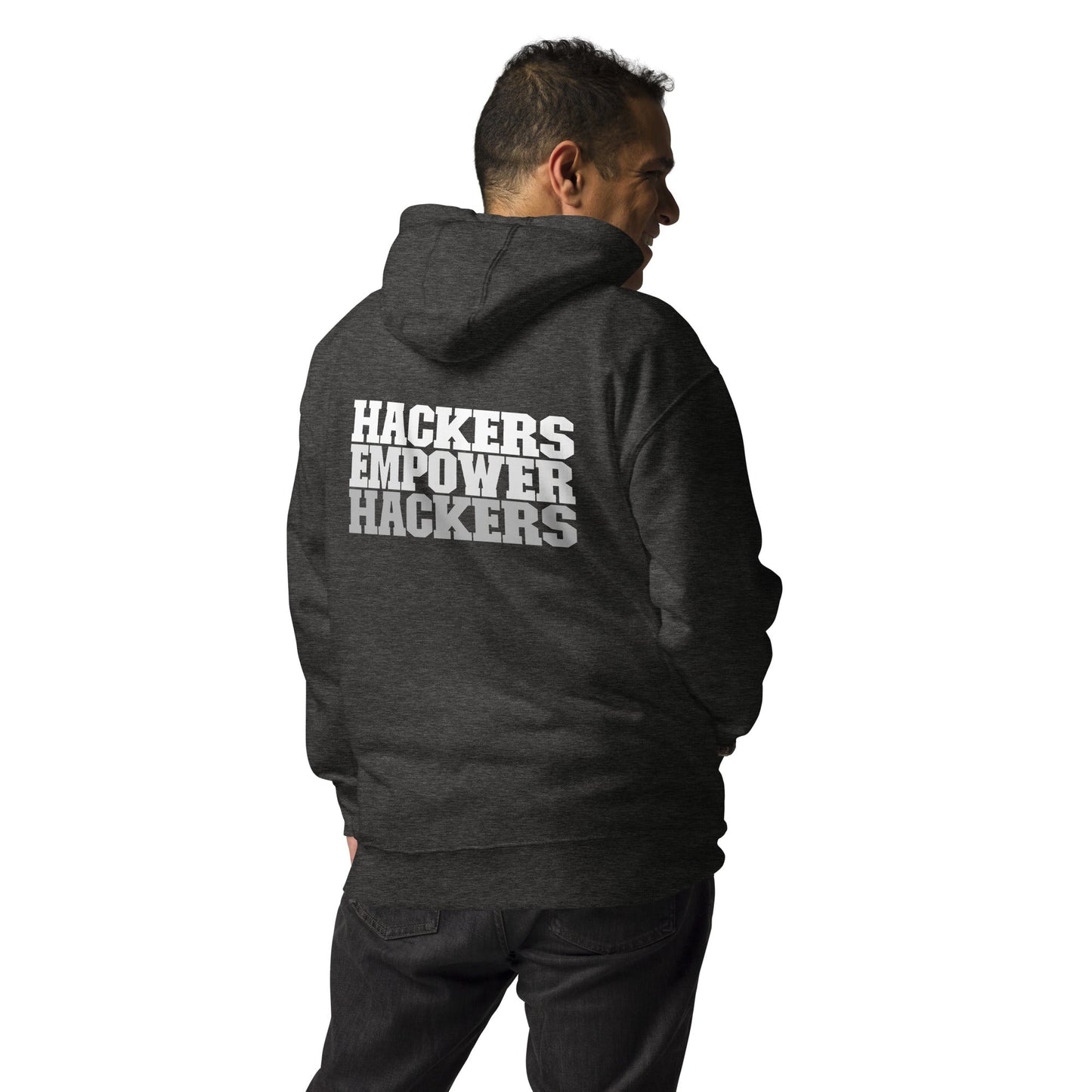 Hackers Empower Hackers V2 - Unisex Hoodie ( Back Print ) by DarkByteGear