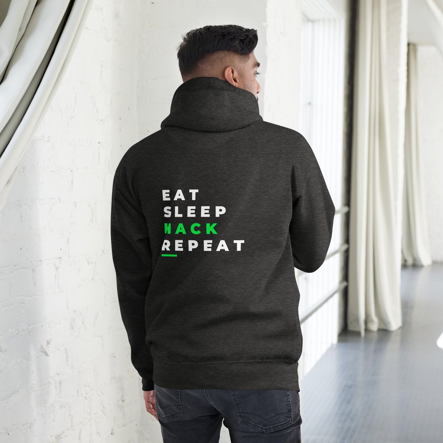 Eat, Sleep, Hack, Repeat V2 - Unisex Hoodie ( Back Print ) by DarkByteGear