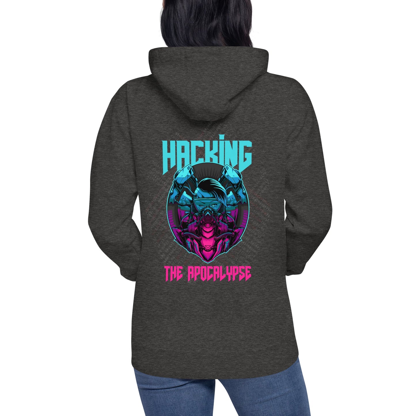 Hacking the apocalypse V2 - Unisex Hoodie ( Back Print ) by DarkByteGear