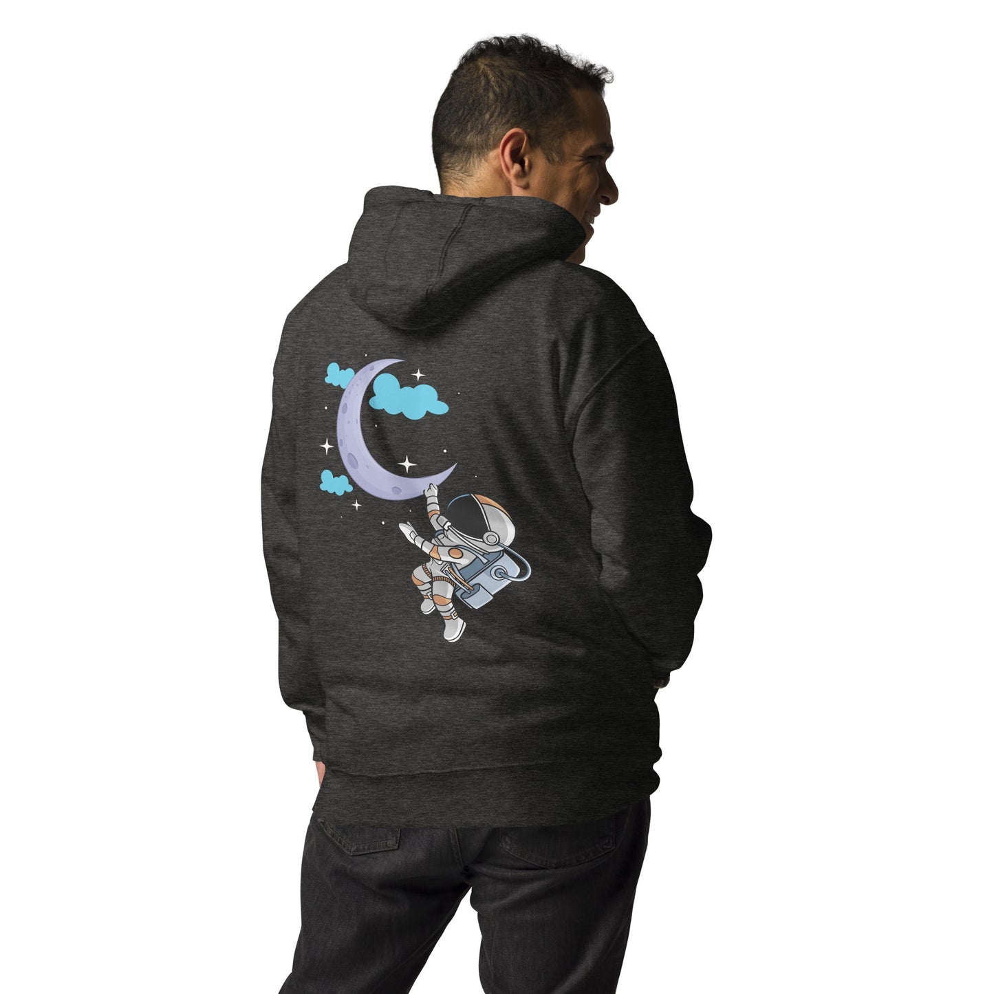 Full Moon Astronaut - Unisex Hoodie ( Back Print ) by DarkByteGear