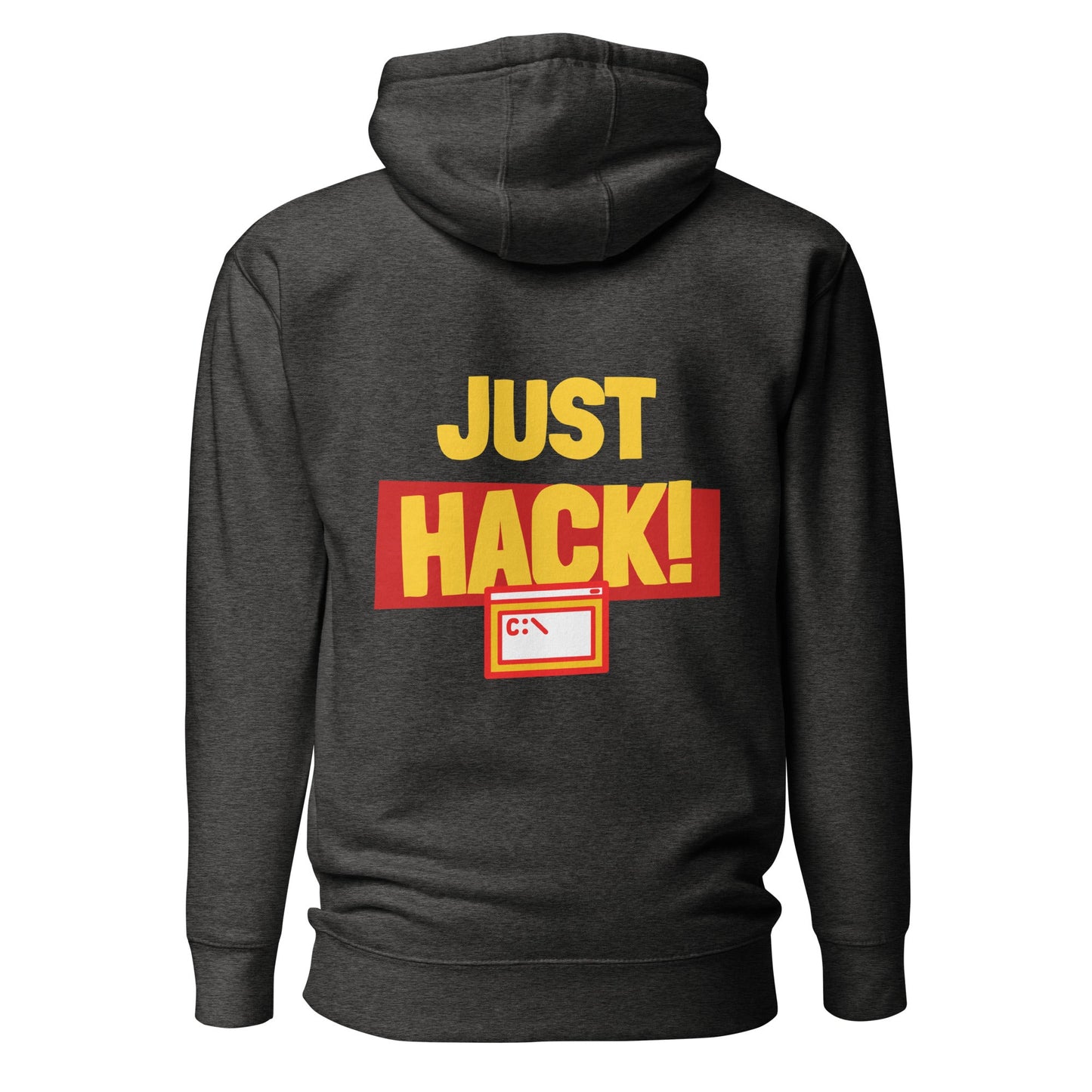 Just Hack (Yellow Text) - Unisex Hoodie ( Back Print ) by DarkByteGear
