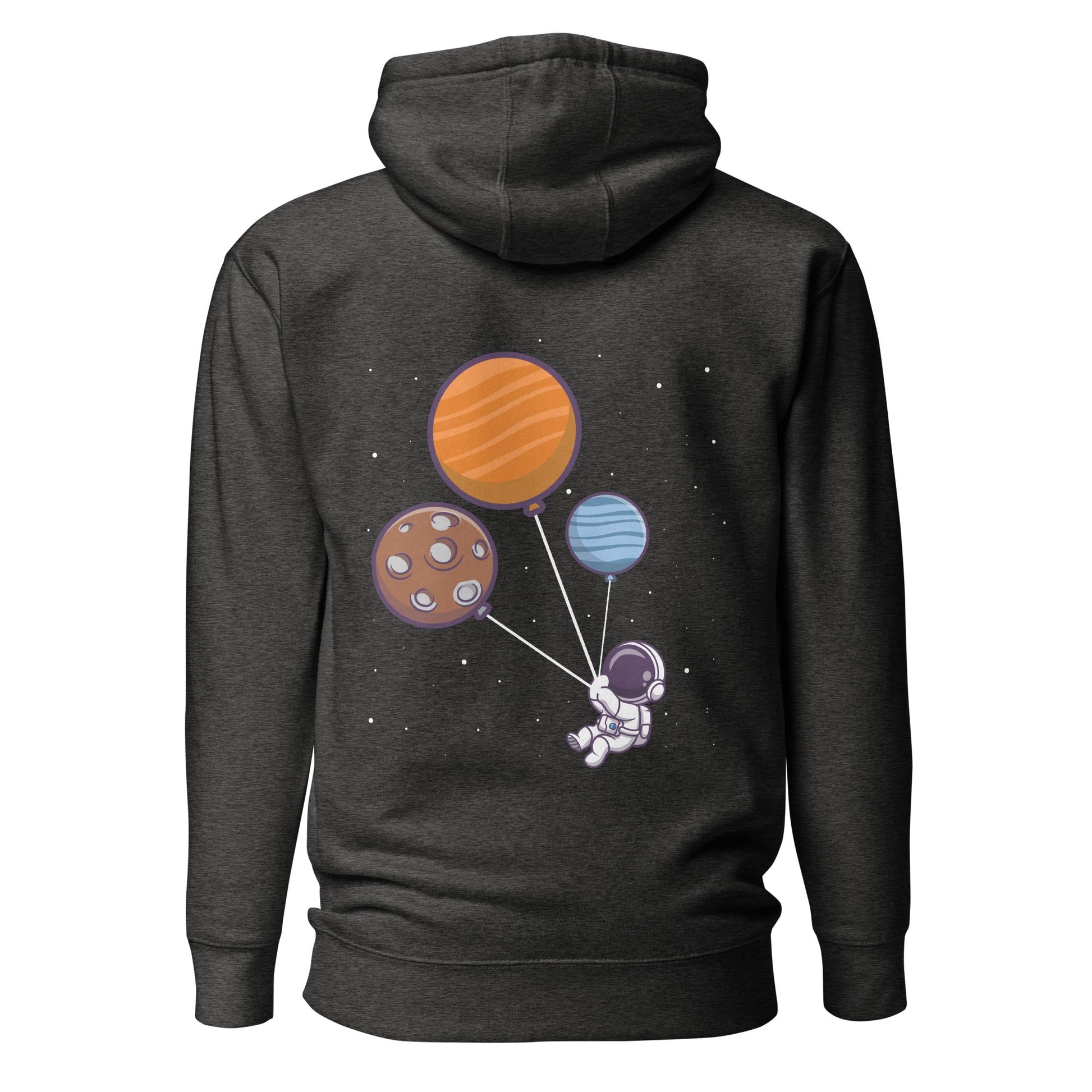 Astronaut with Balloons in Space - Unisex Hoodie ( Back Print ) by DarkByteGear