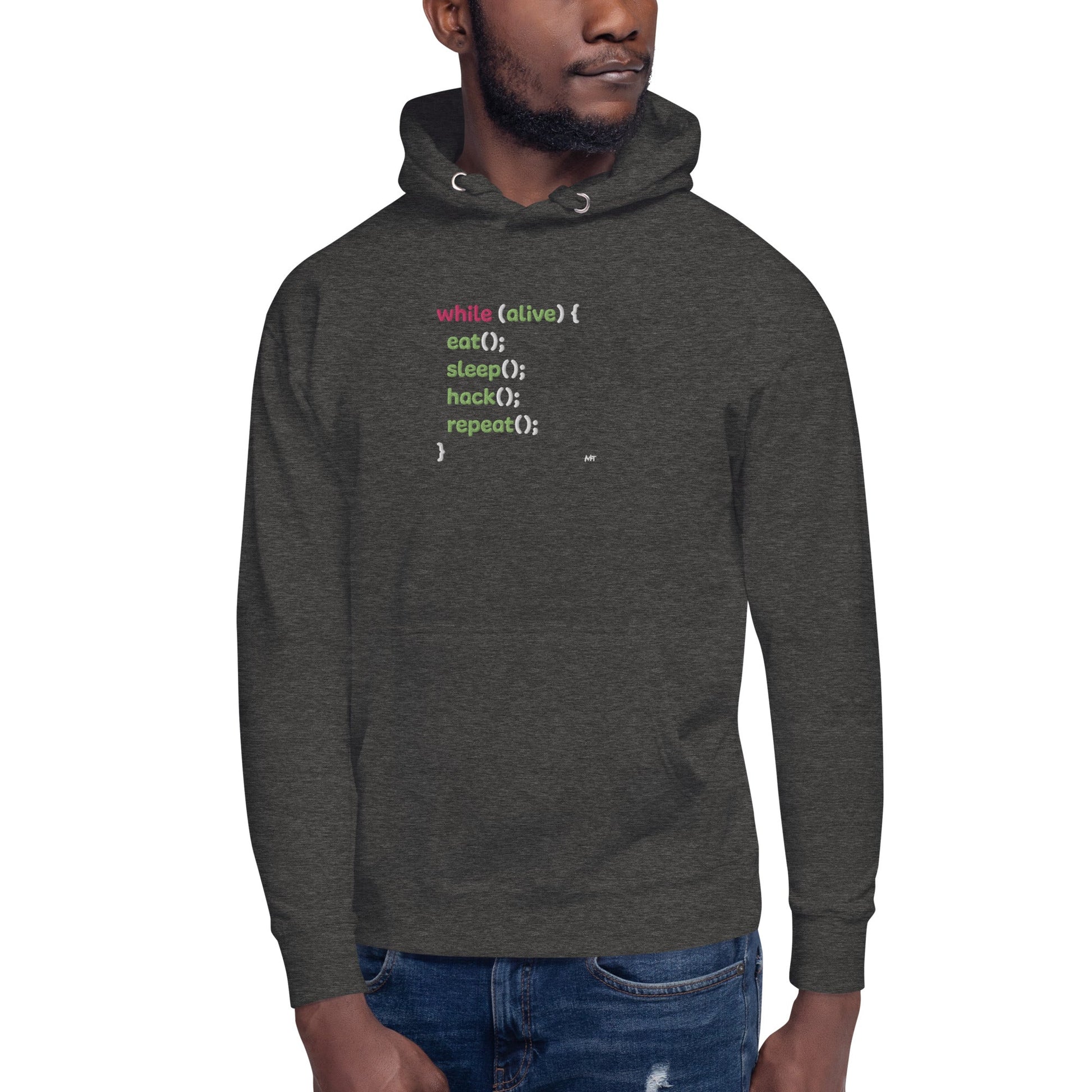 Eat sleep hack repeat - Unisex Hoodie (embroidered) by DarkByteGear