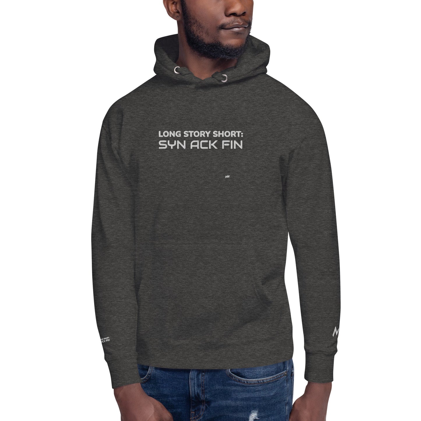 Long story short - Syn Ack Fin - Unisex Hoodie (Embroidery) by DarkByteGear