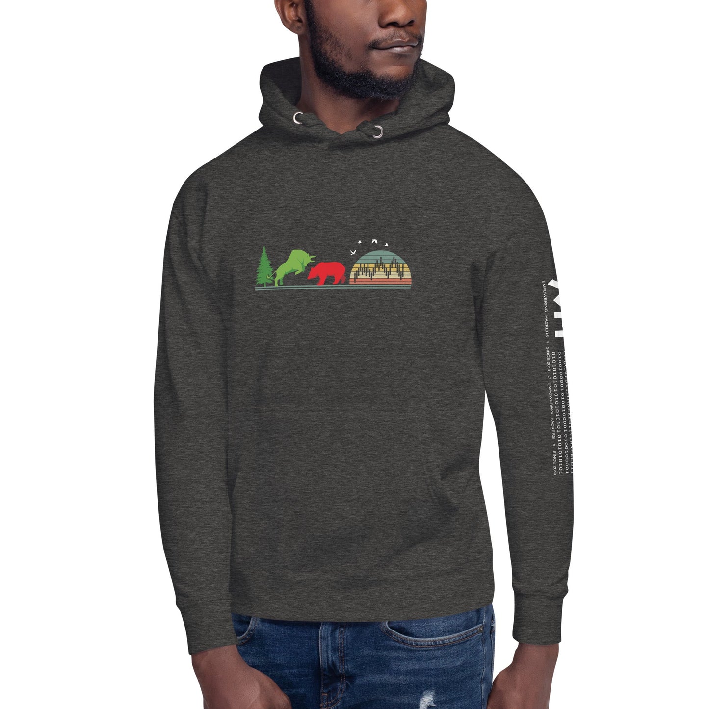 Pine tree Green Bull Read Bear Trading - Unisex Hoodie by DarkByteGear