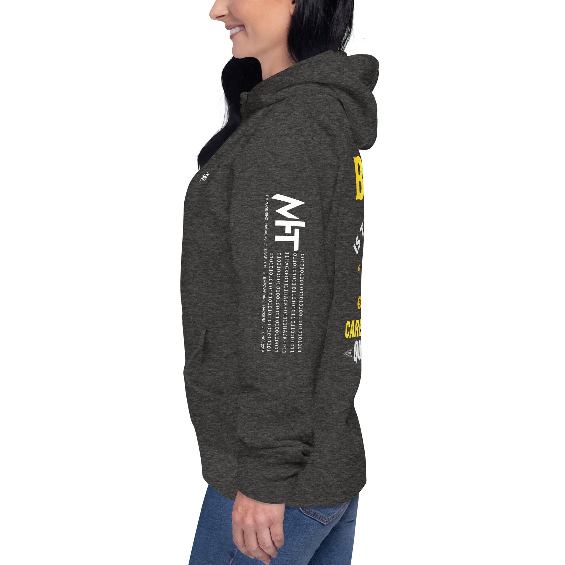 Bitcoin is the Answer! Who Cares what the question is? - Unisex Hoodie ( Back Print ) by DarkByteGear