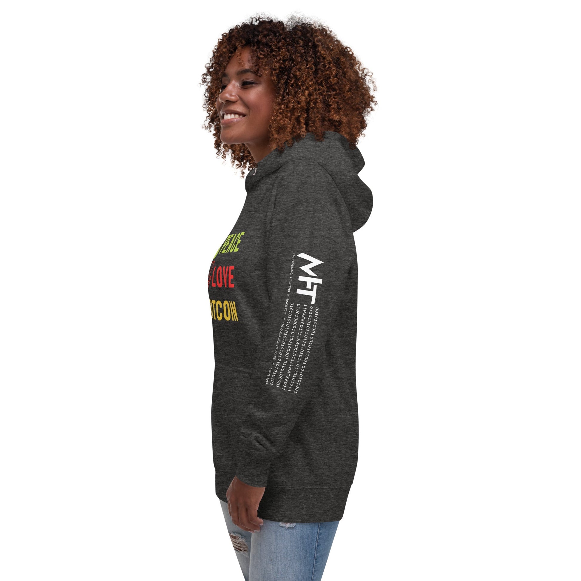 Peace Love Bitcoin Unisex Hoodie by DarkByteGear