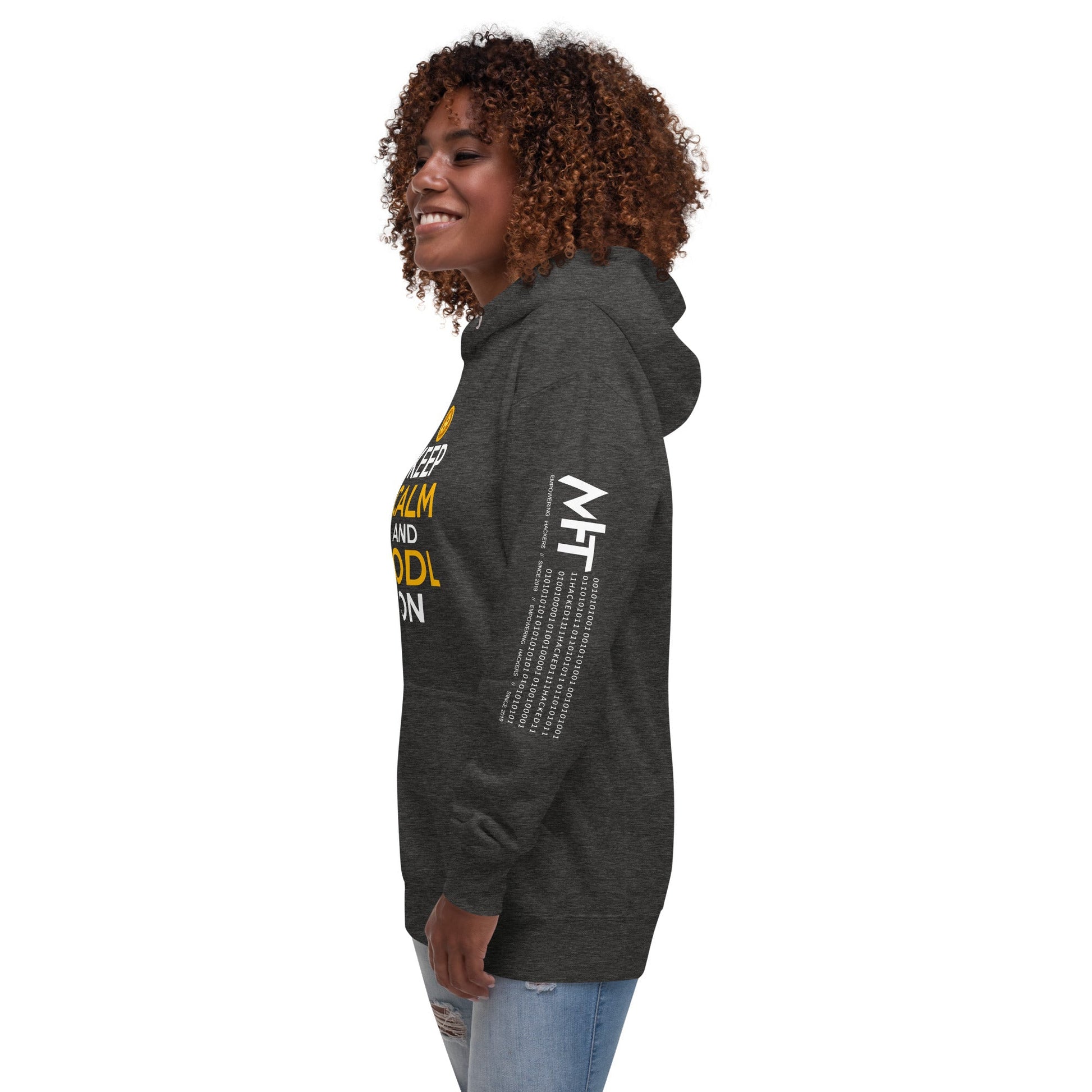 Keep Calm and HODL On ( Yellow and White Text ) - Unisex Hoodie by DarkByteGear