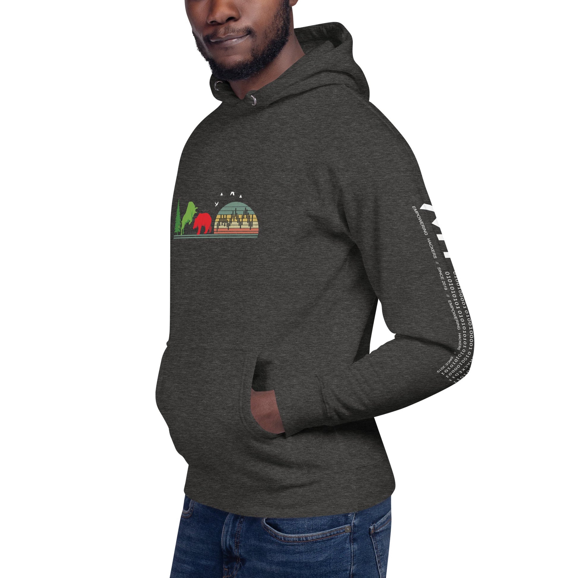 Pine tree Green Bull Read Bear Trading - Unisex Hoodie by DarkByteGear