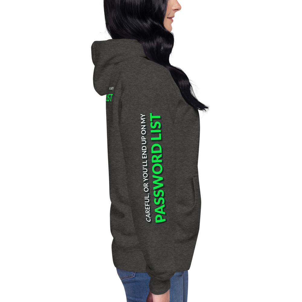 Password List - Unisex Hoodie (back print ) by DarkByteGear
